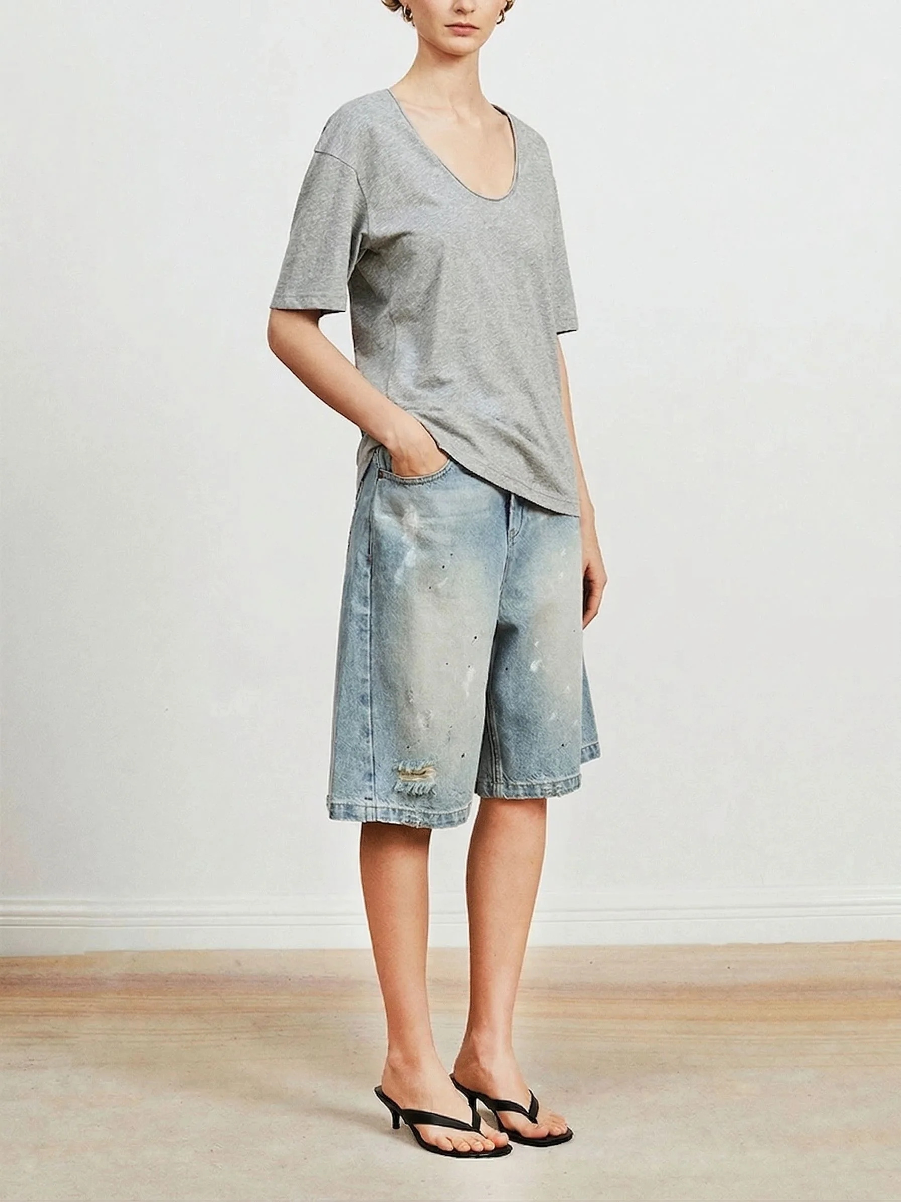 Painted Denim Bermudas - Image 3