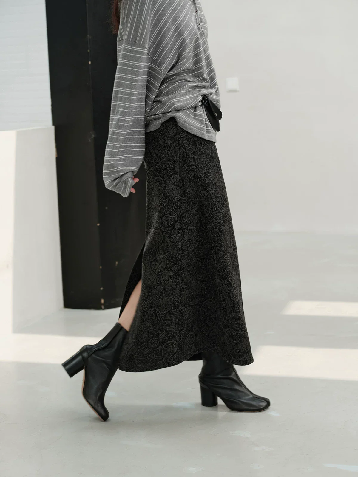 Paisley Slit Midi Skirt - Image 4