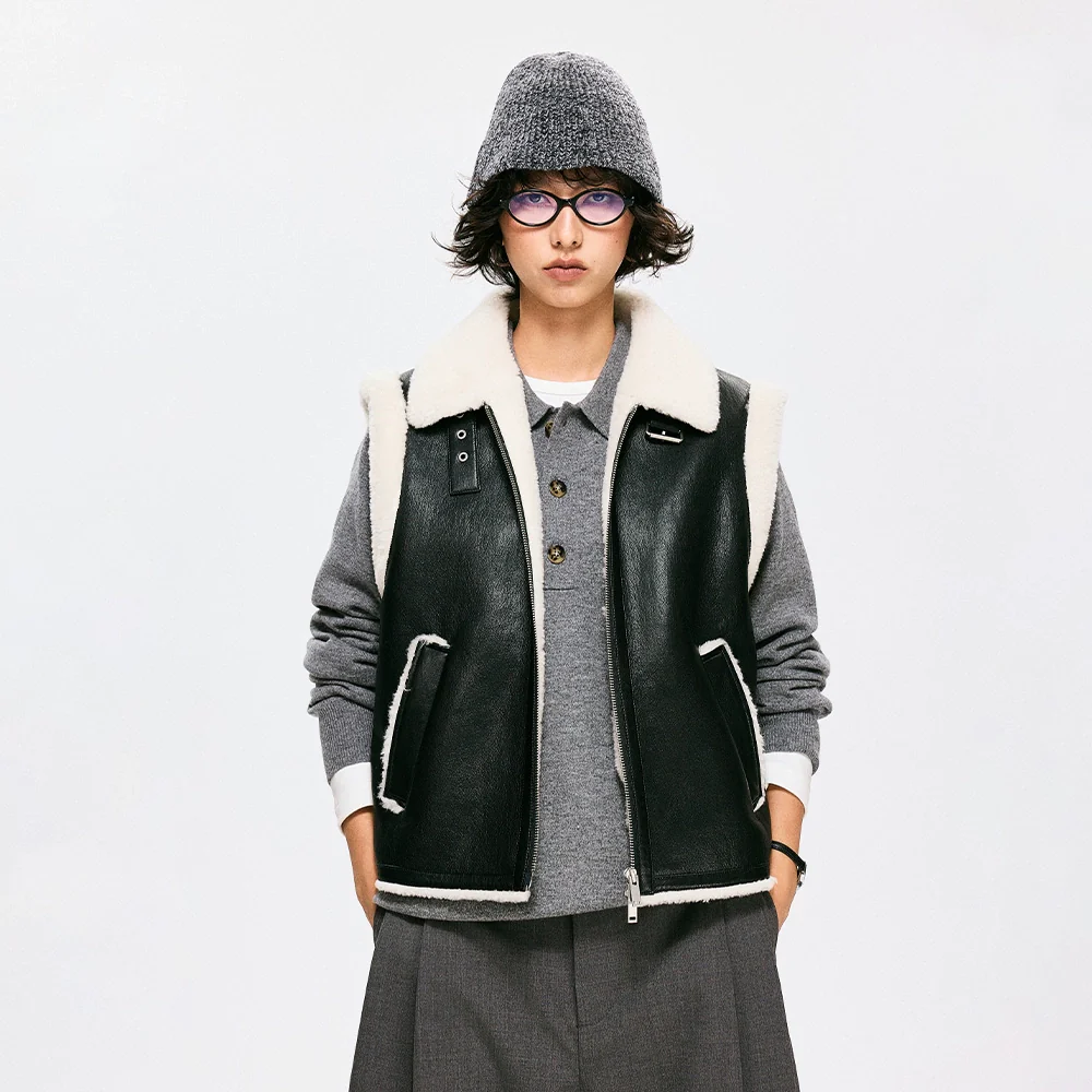 Panda Contrast Stand Collar Vest - Image 4