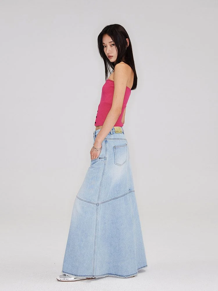 Panel Denim Maxi Skirt - Image 3