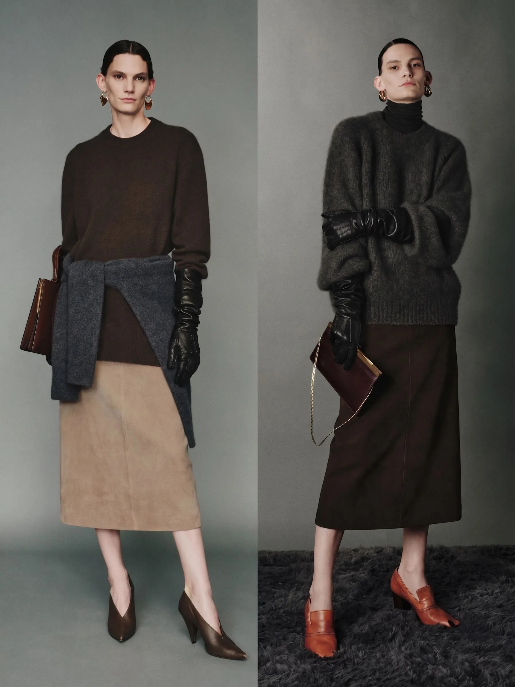 Paneled Leather Midi Skirt - Image 4