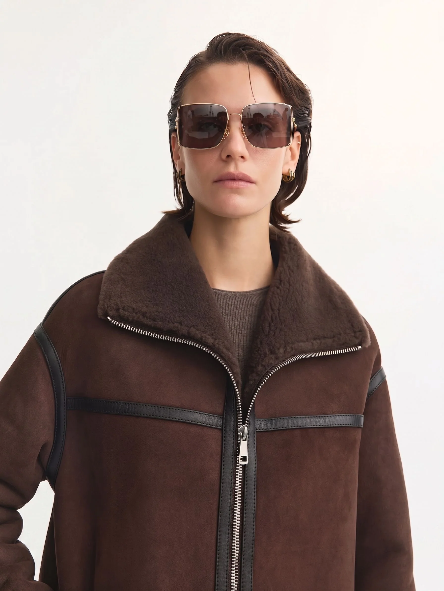 Paneled Shearling Jacket - Image 4