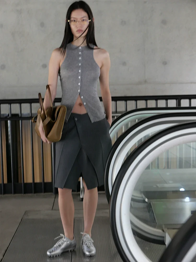 Panelled A-Line Midi Skirt