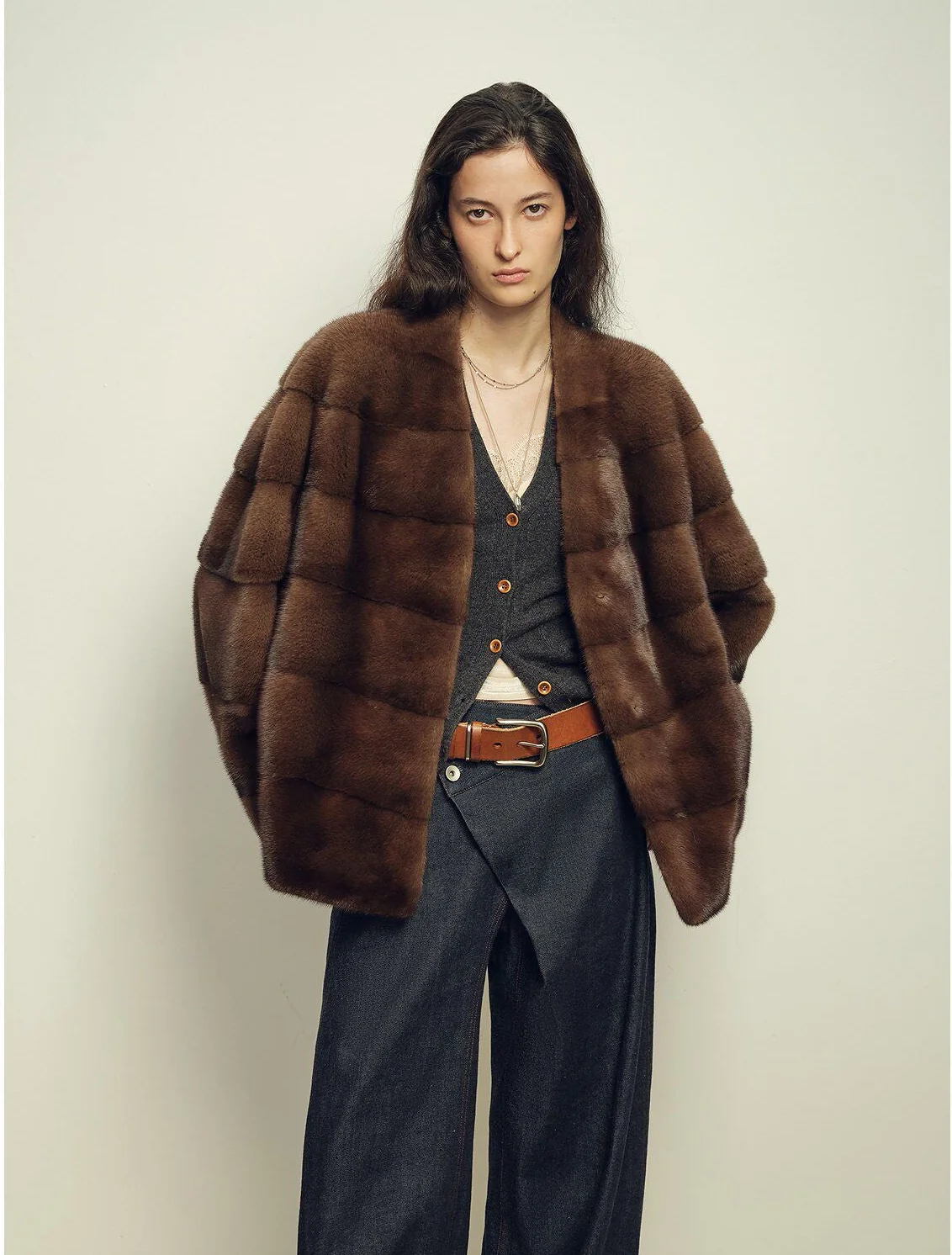 Panelled Mink Jacket - Image 11