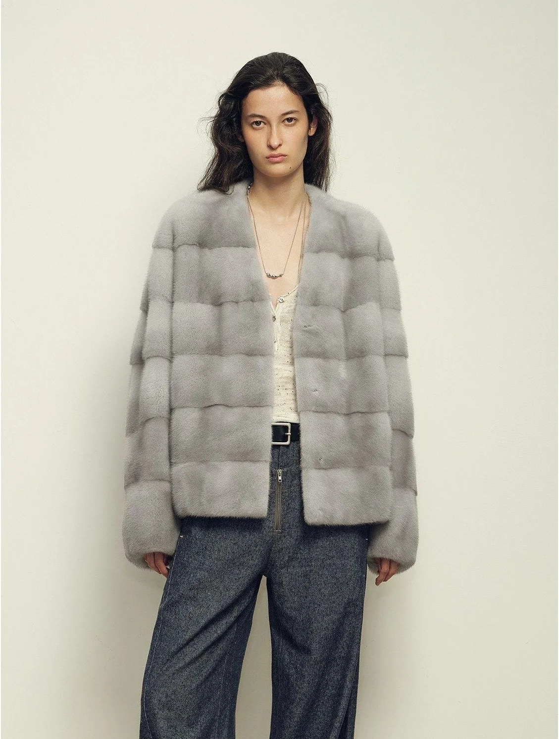 Panelled Mink Jacket - Image 8