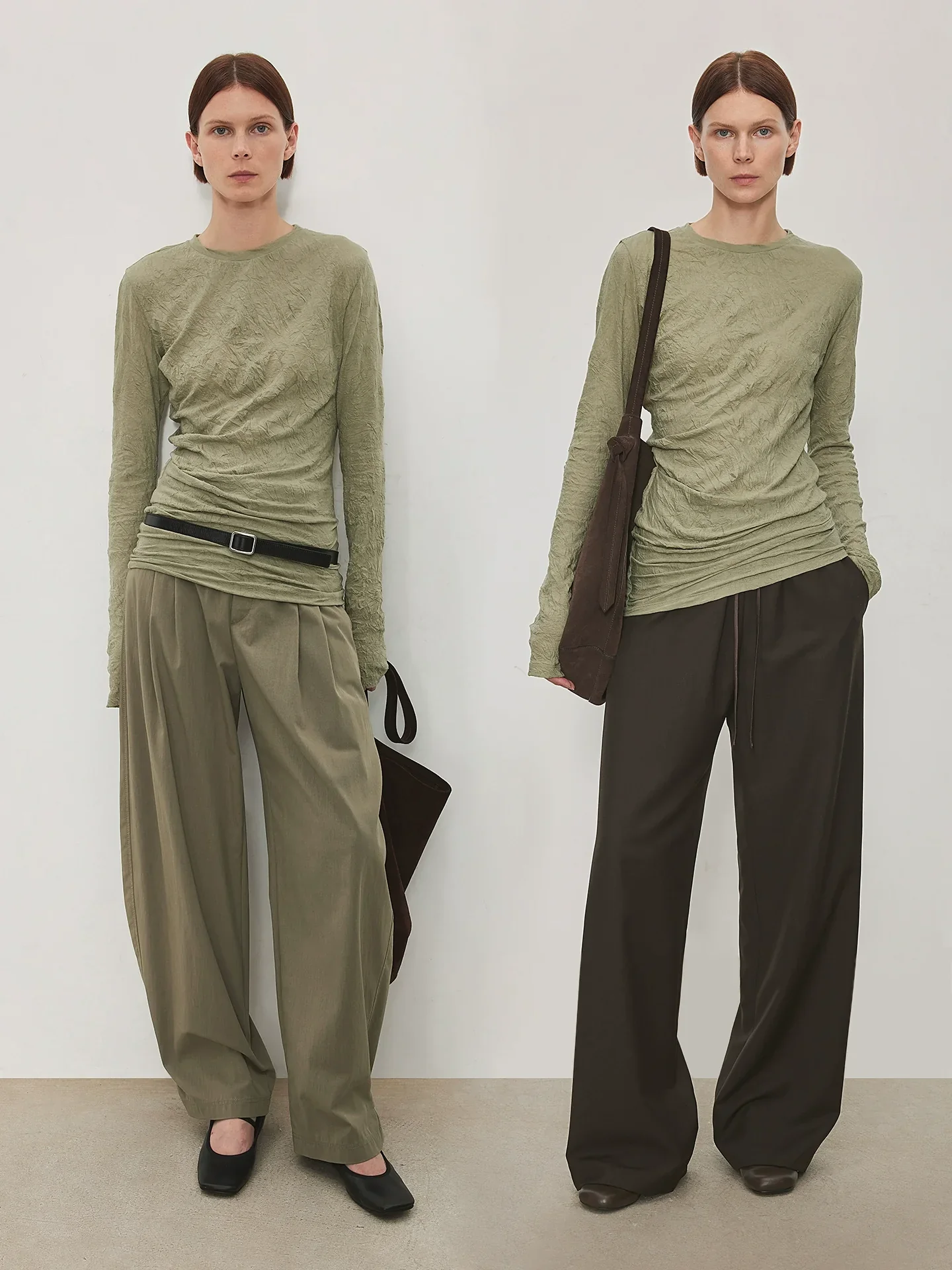 Paper-Feel Crinkle Long-Sleeve Top - Image 3