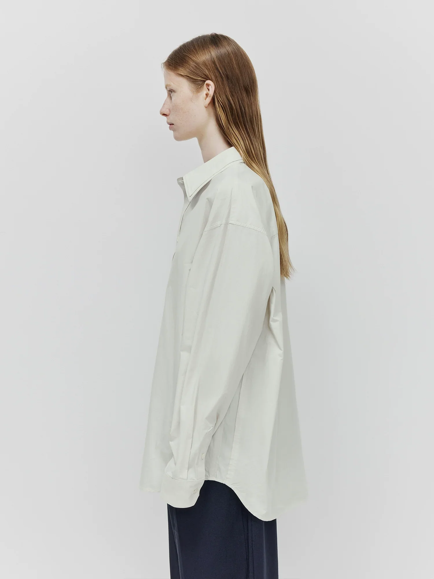 Paper-Textured Cotton Layered Collar Shirt - Image 4