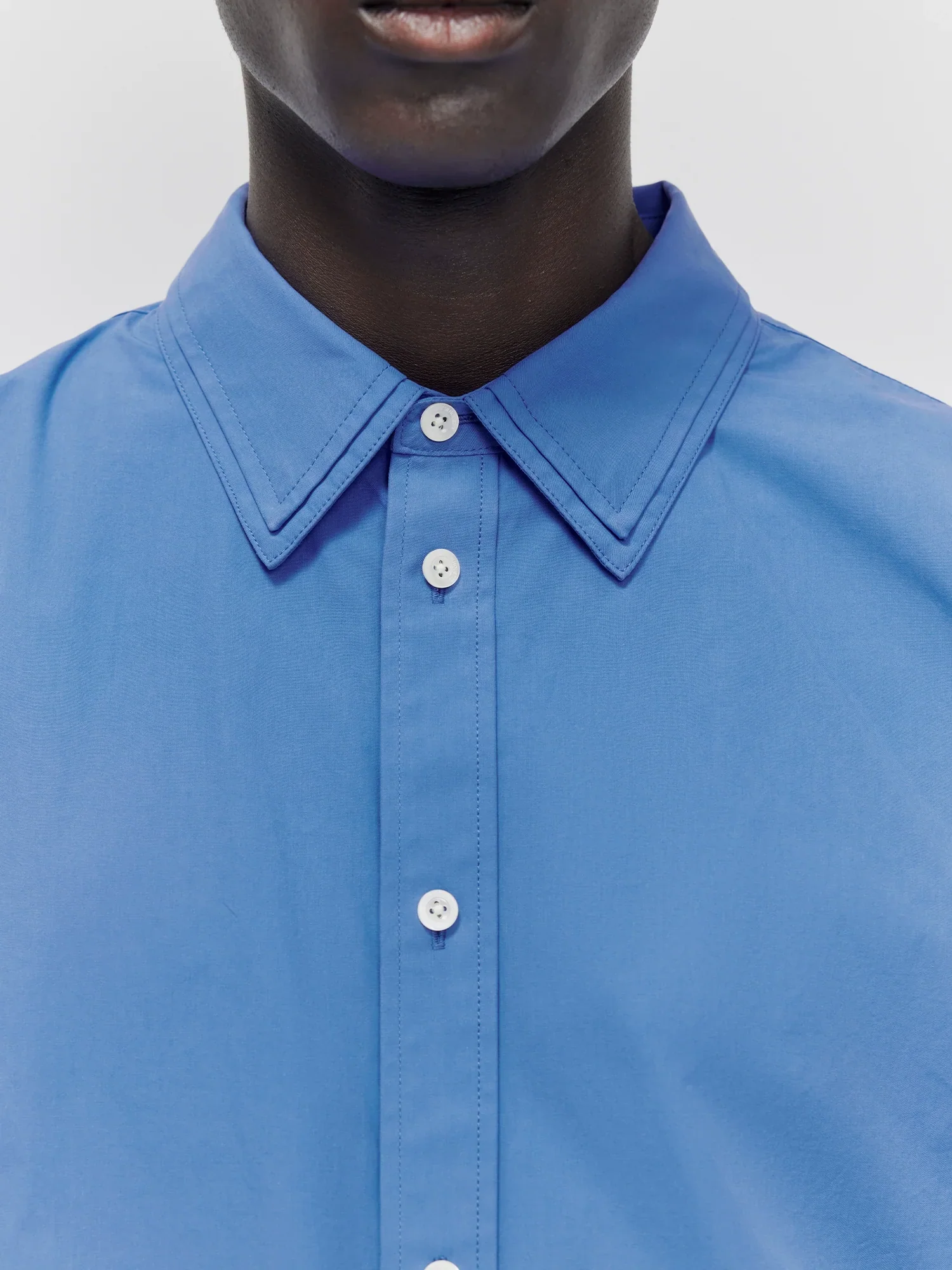 Paper-Textured Cotton Layered Collar Shirt - Image 6