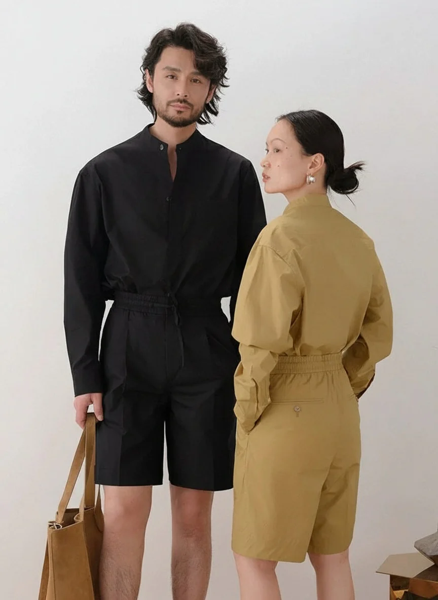Paper-Touch Cotton Popover Shirt