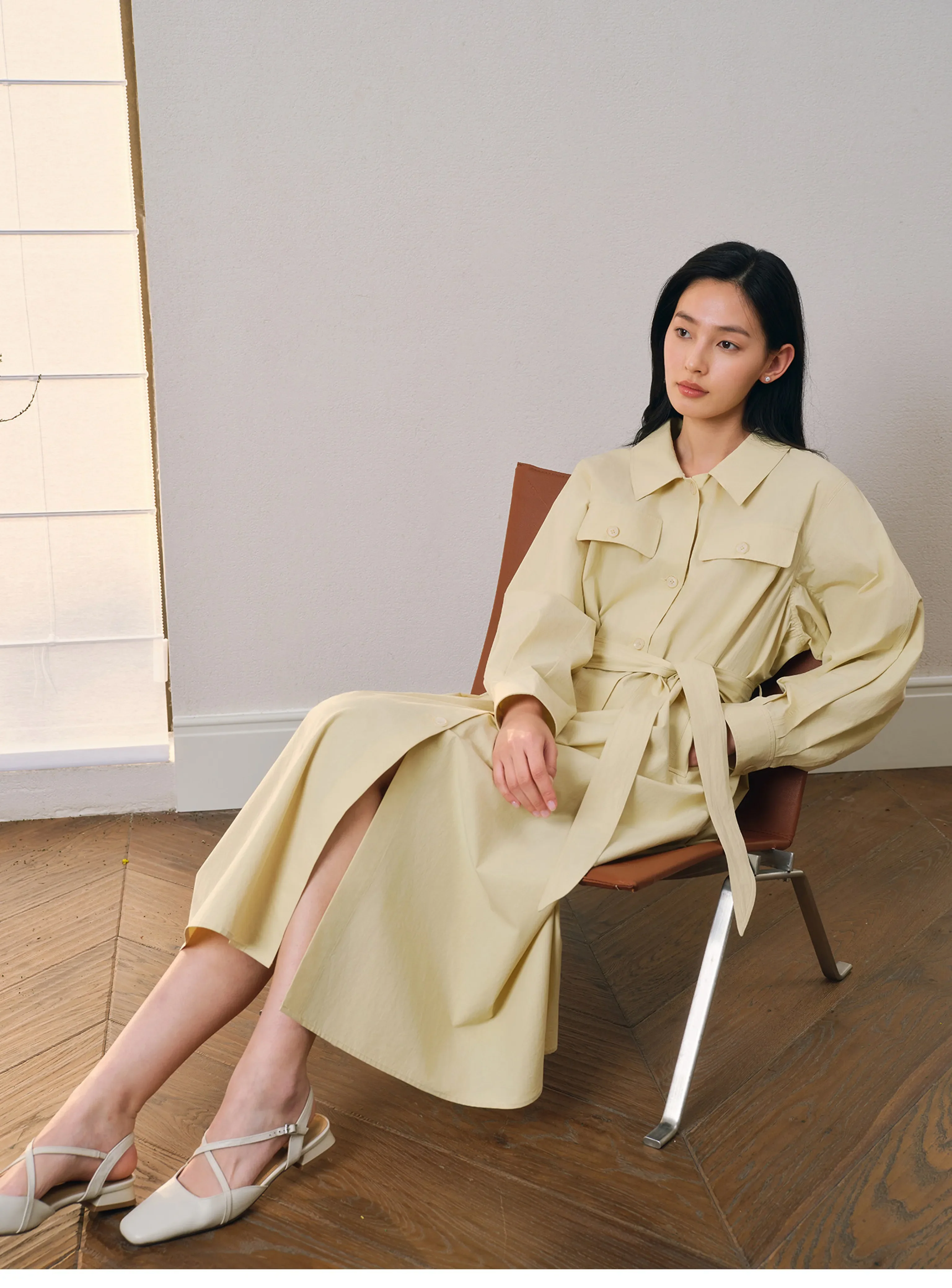 Paper-Touch Cotton Two-Way Trench Dress - Image 5
