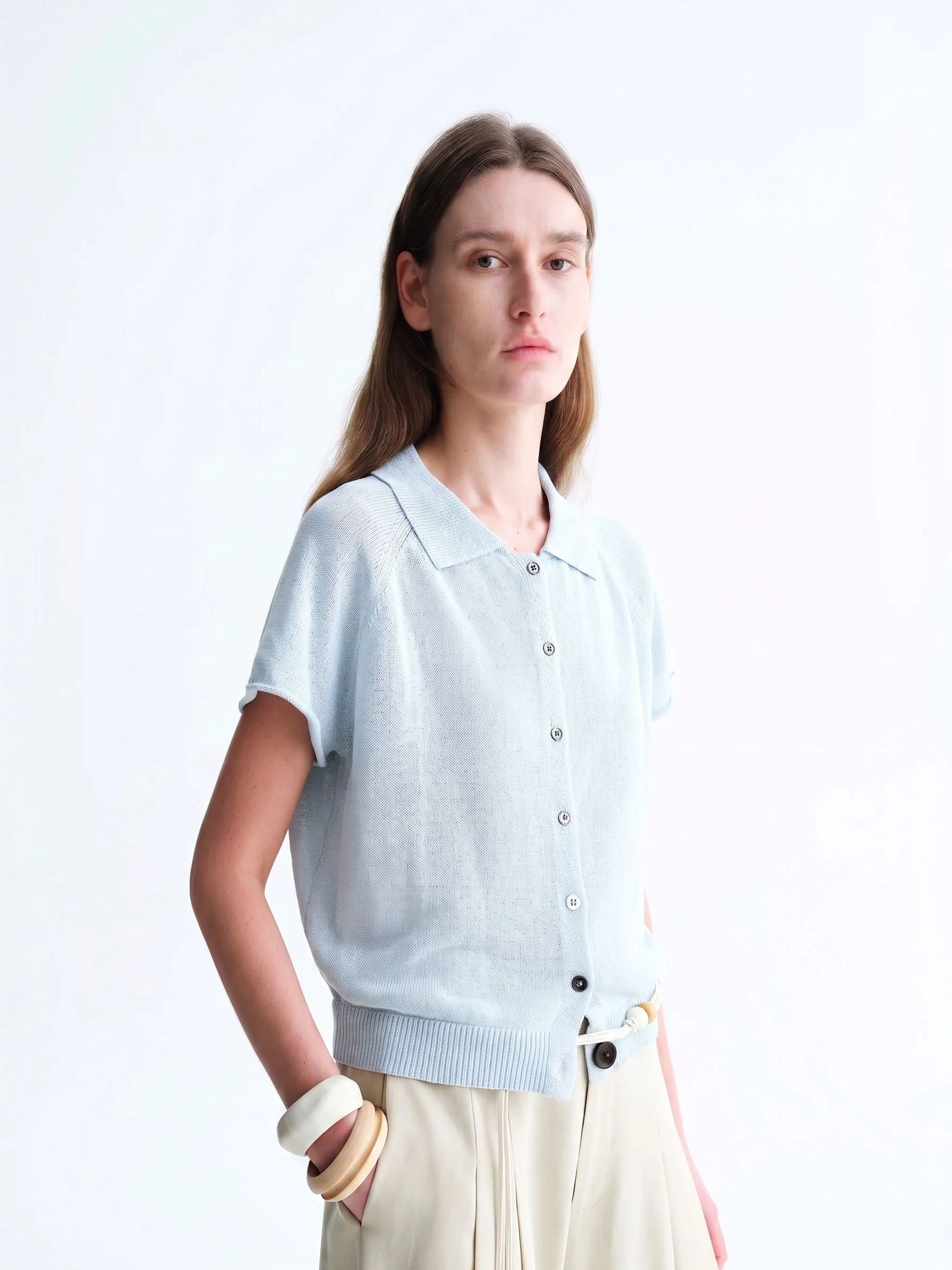 Paper-Yarn Polo Cardigan - Image 2