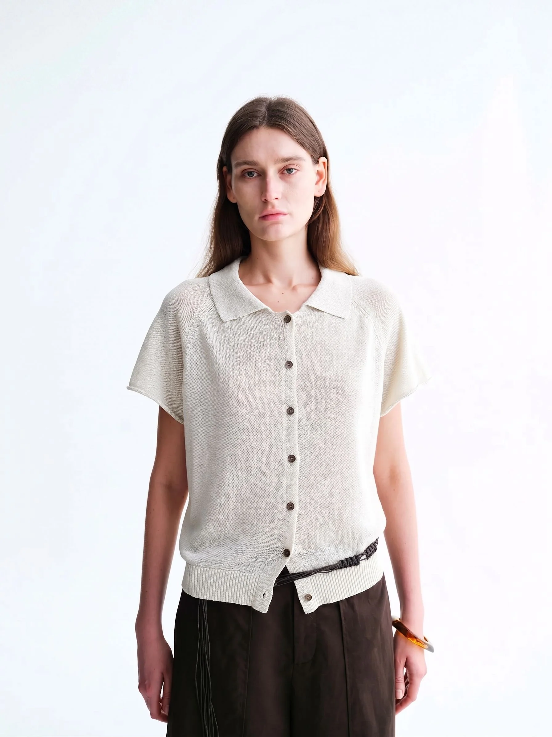 Paper-Yarn Polo Cardigan - Image 3