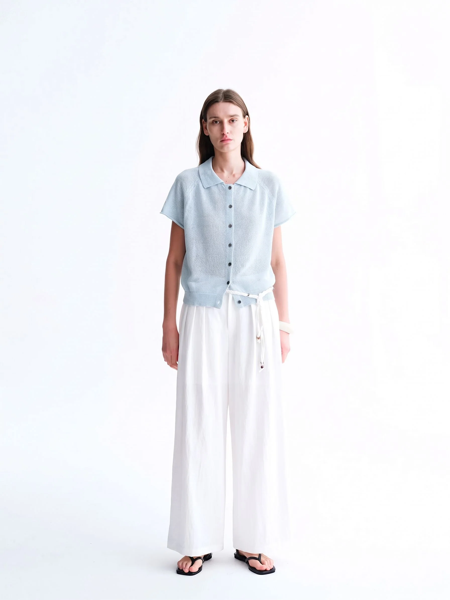 Paper-Yarn Polo Cardigan - Image 4