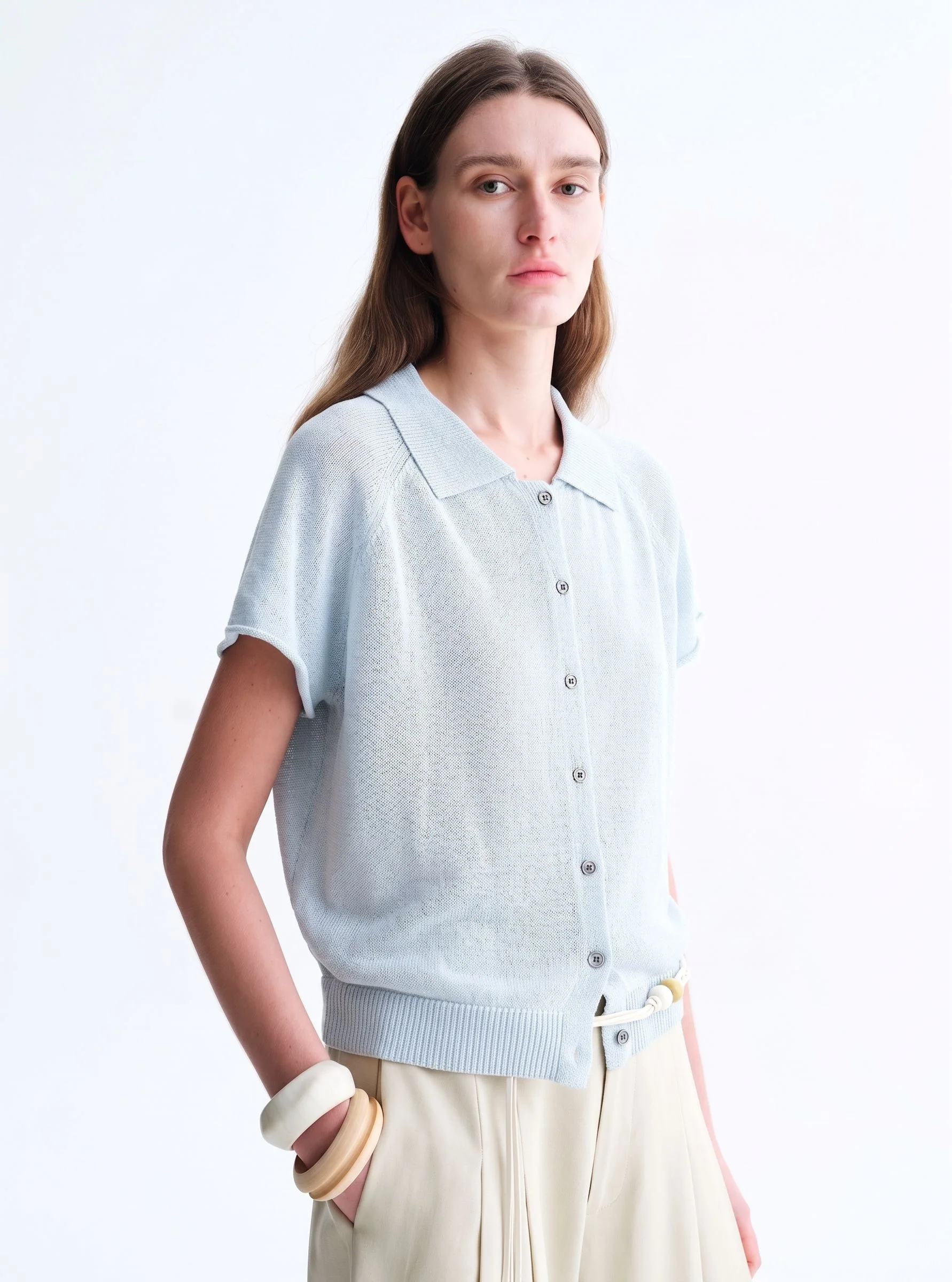 Paper-Yarn Polo Cardigan - Image 7