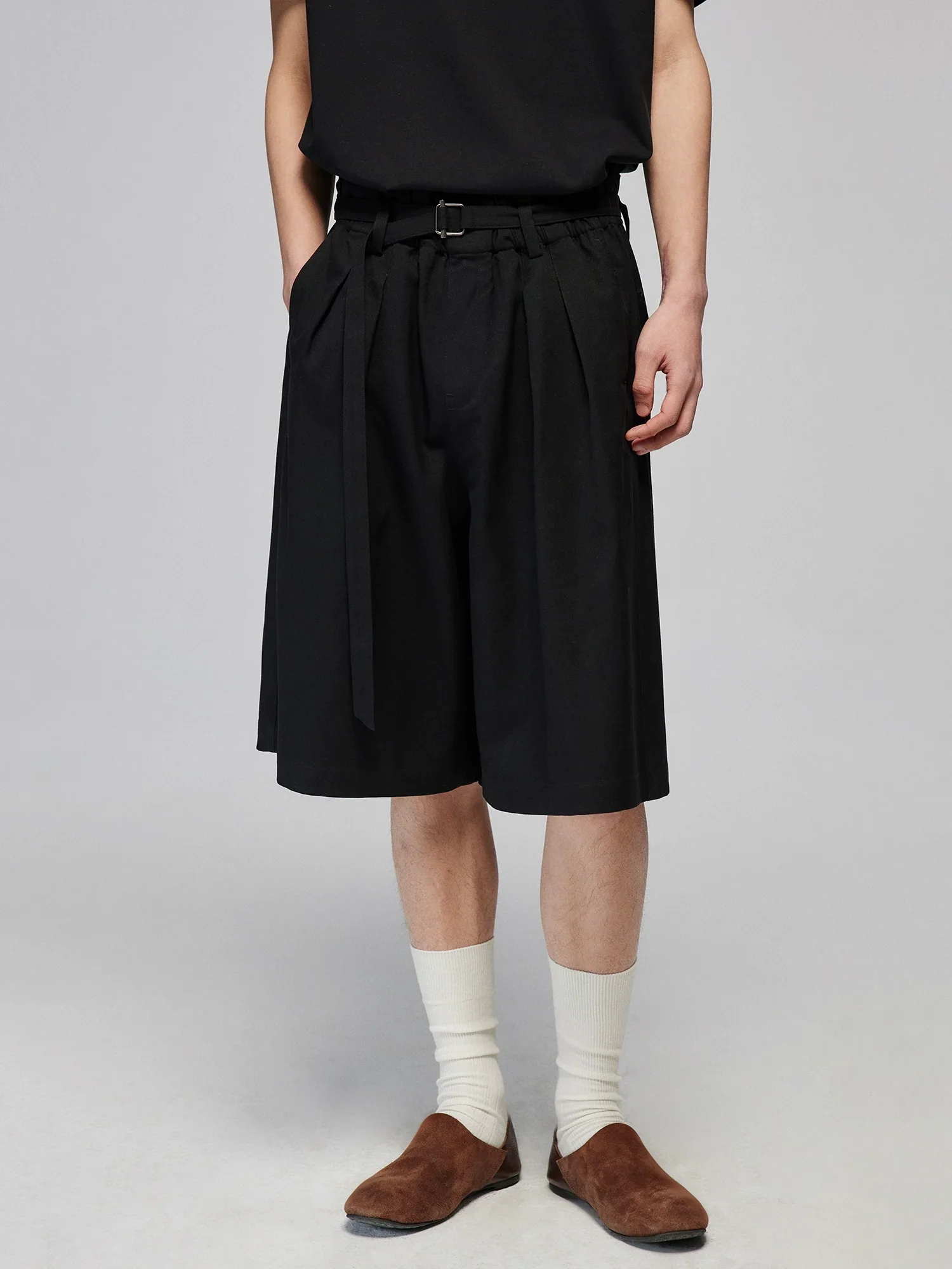 Paperbag-Waist Pleated Bermuda Shorts - Image 2