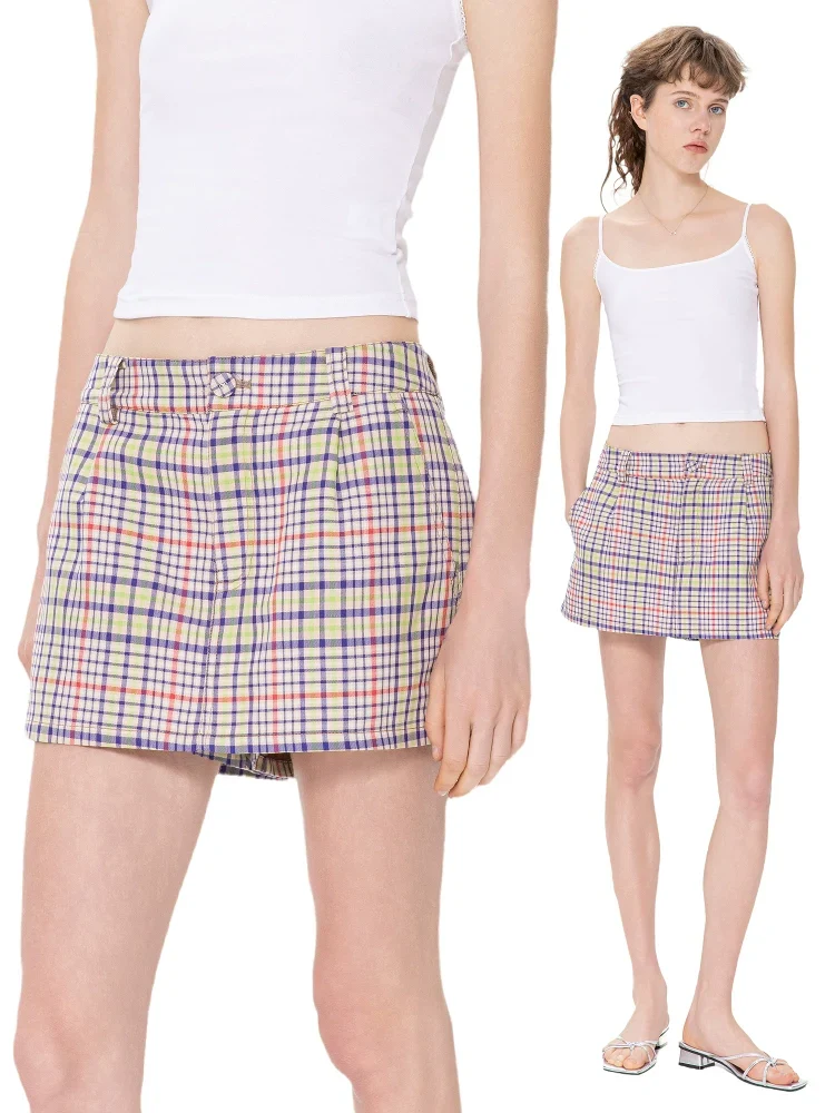 Pastel Plaid A-Line Skort
