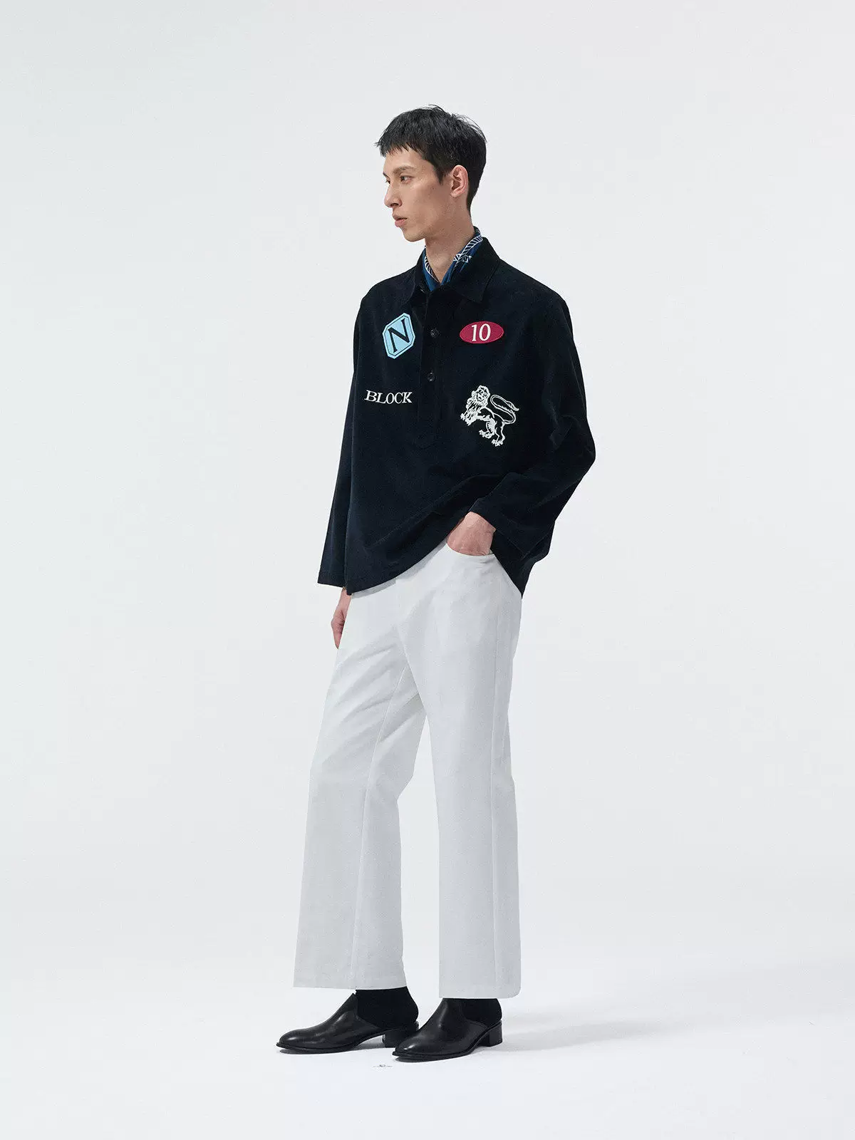 Patch Corduroy Pullover Shirt - Image 2