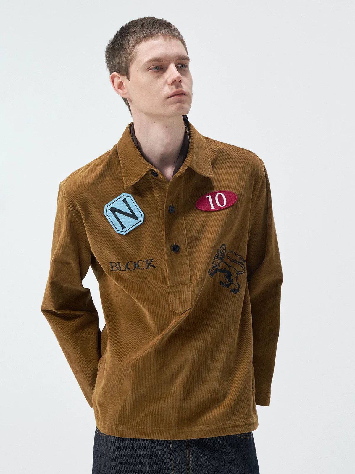Patch Corduroy Pullover Shirt - Image 4