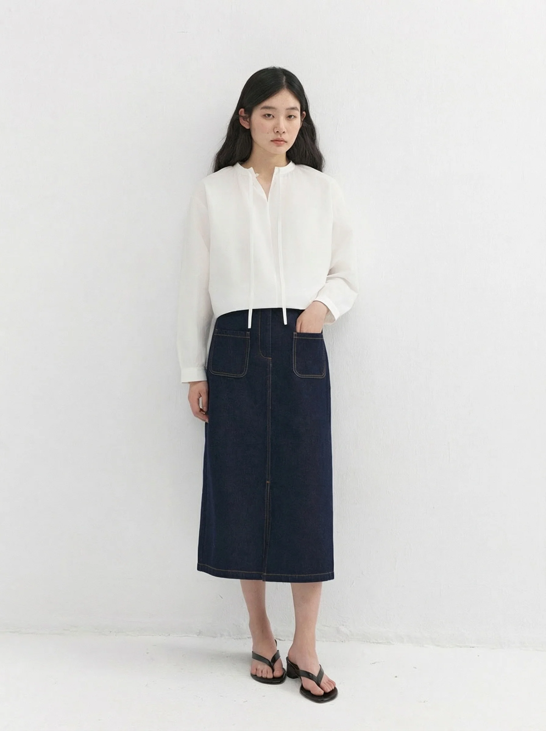 Patch Pocket Denim Skirt