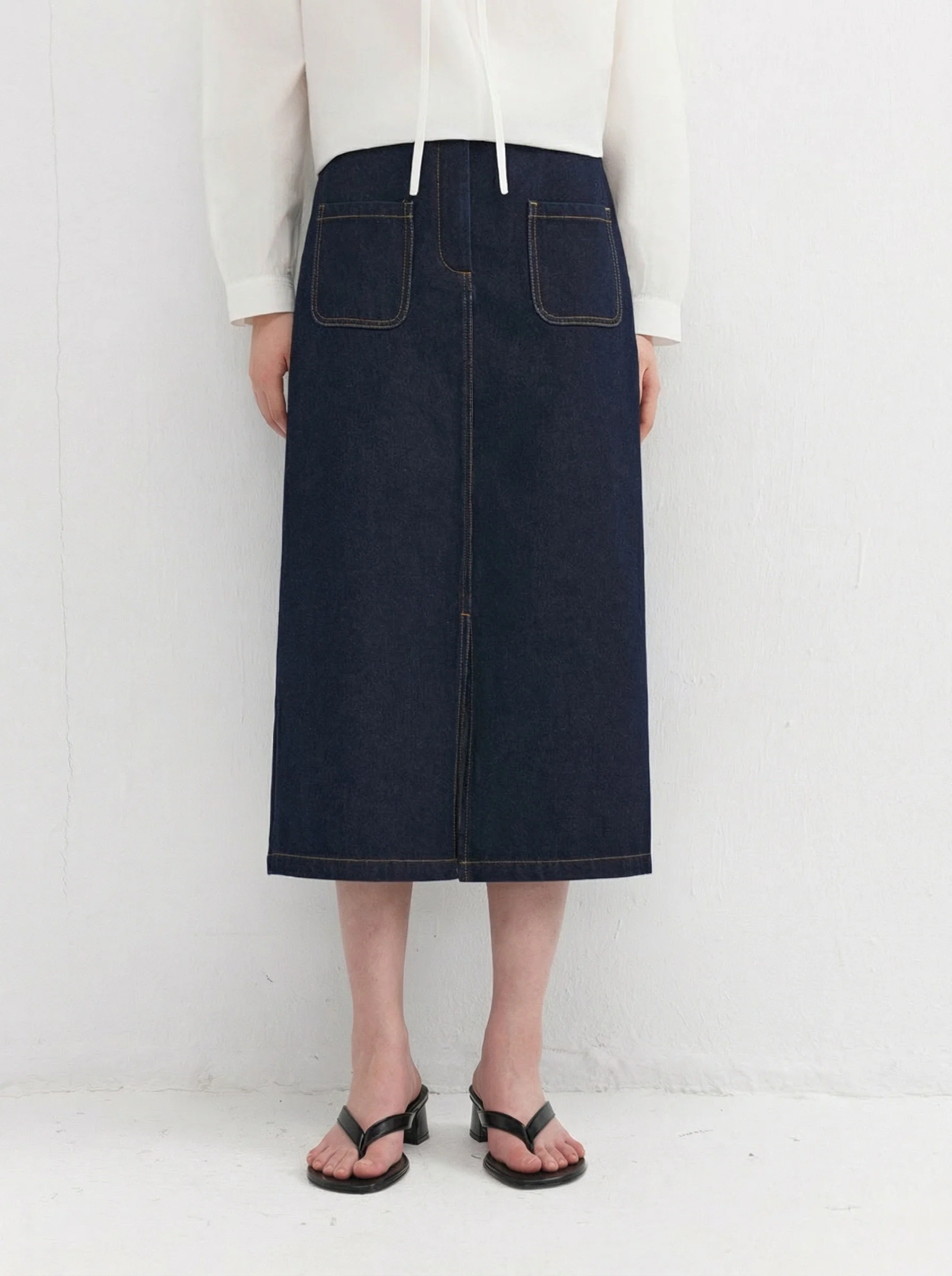 Patch Pocket Denim Skirt - Image 2