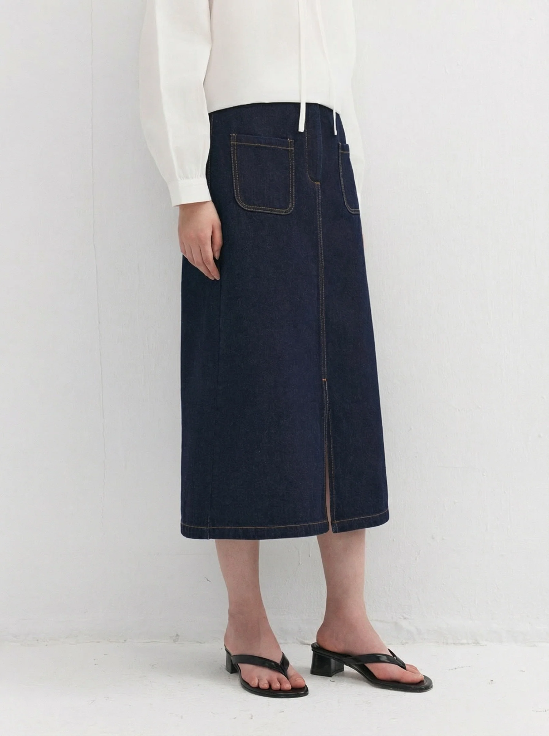 Patch Pocket Denim Skirt - Image 3