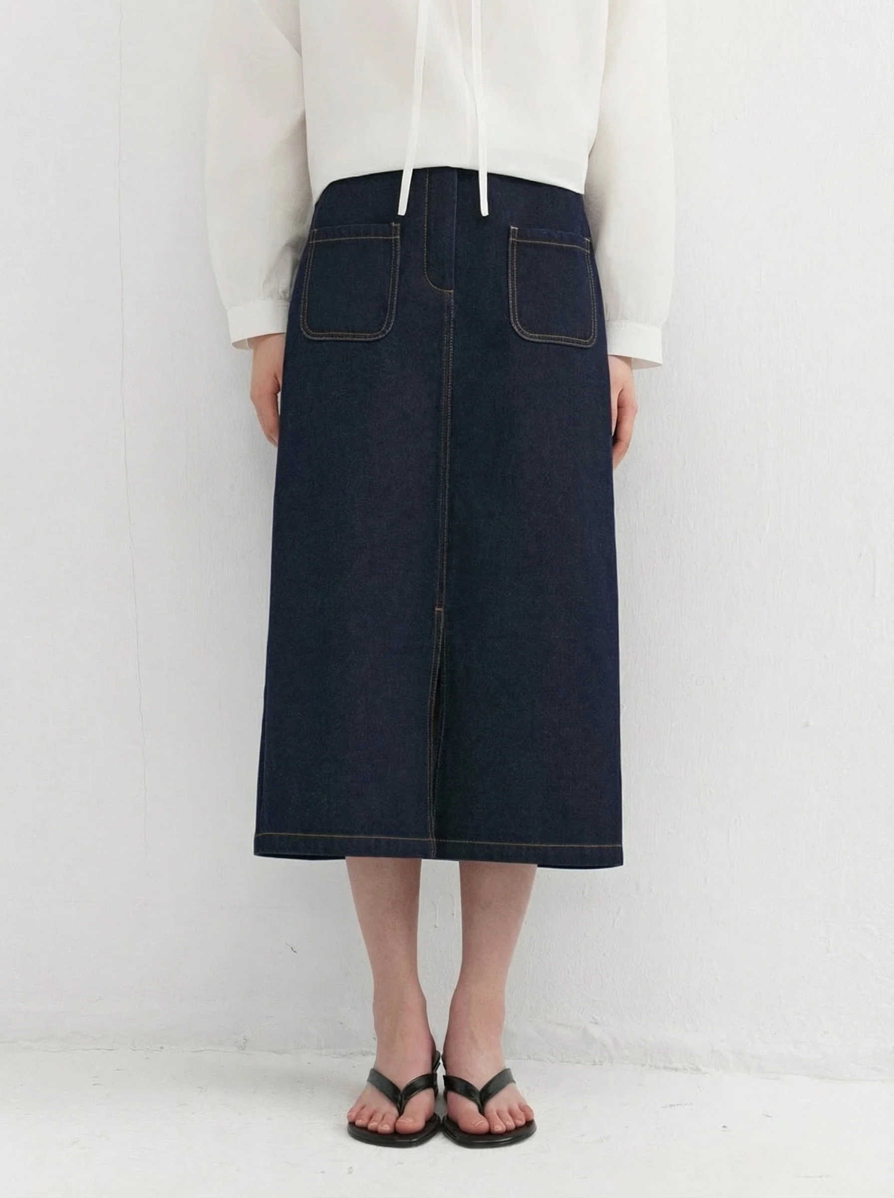 Patch Pocket Denim Skirt - Image 6