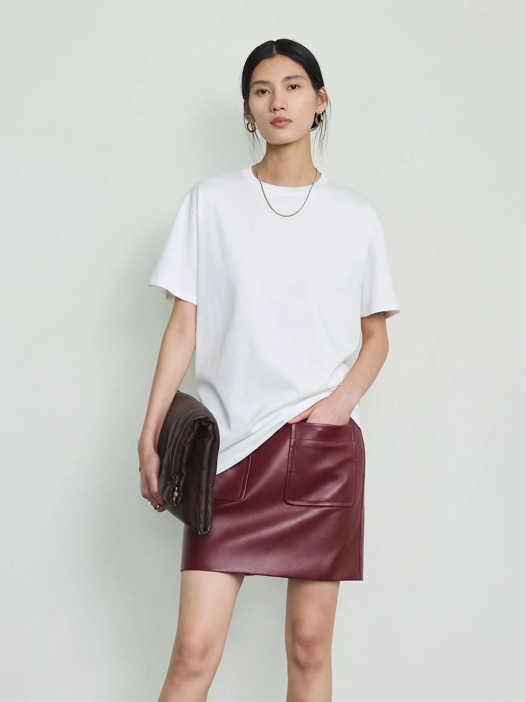 Patch Pocket Leather Skirt - Image 2