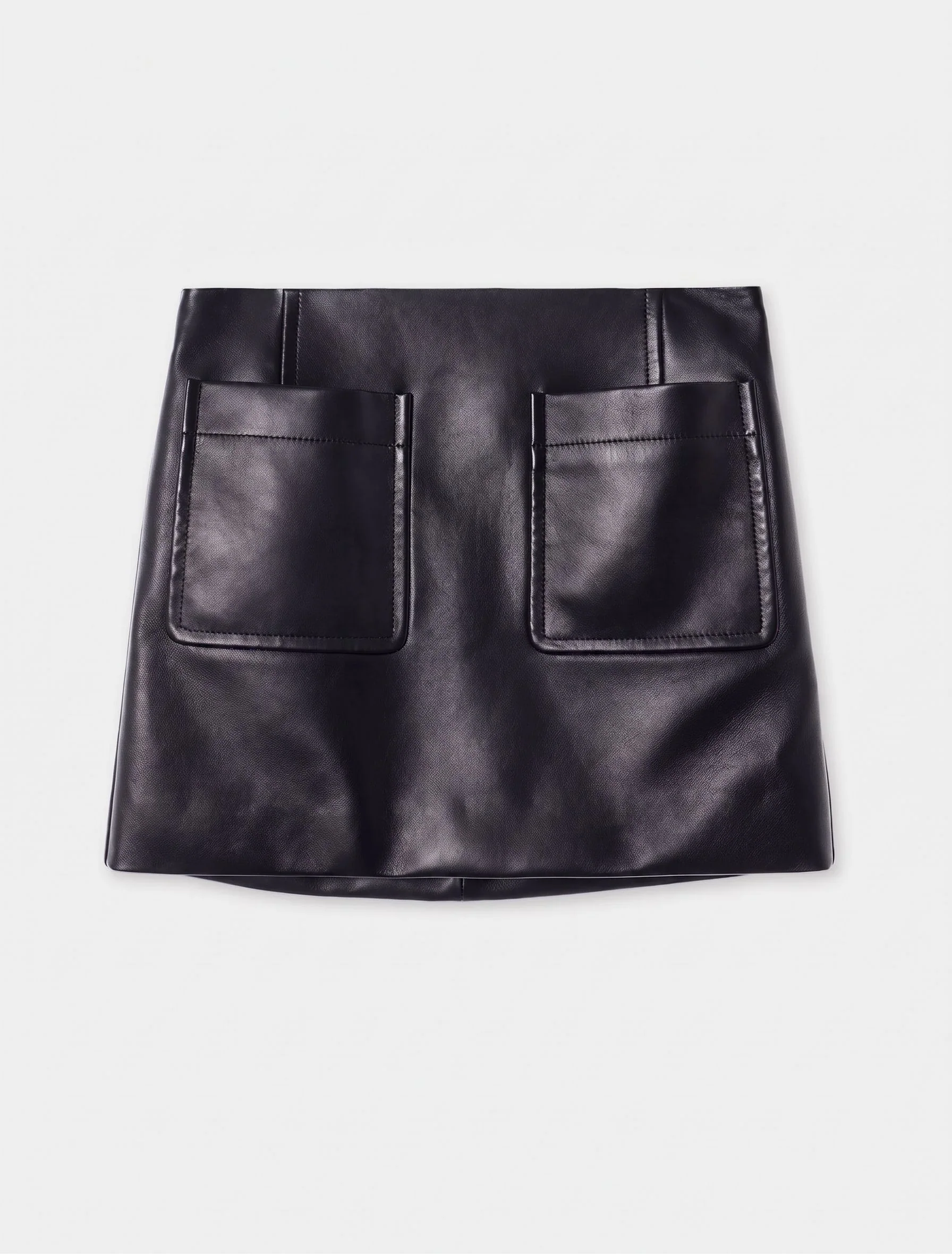 Patch Pocket Leather Skirt - Image 7