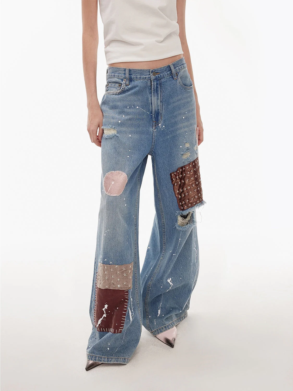 Patchwork Denim Jeans