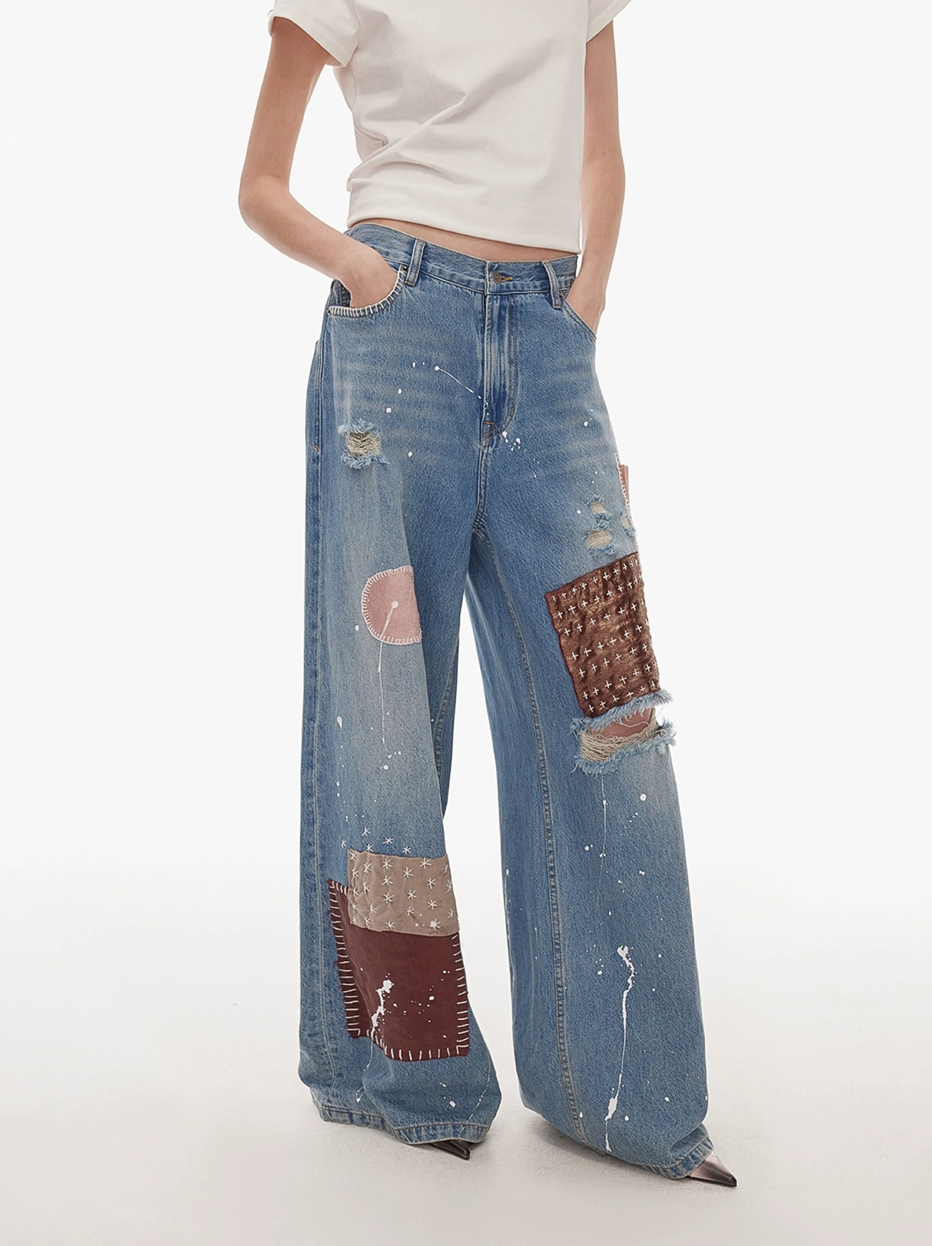 Patchwork Denim Jeans - Image 5