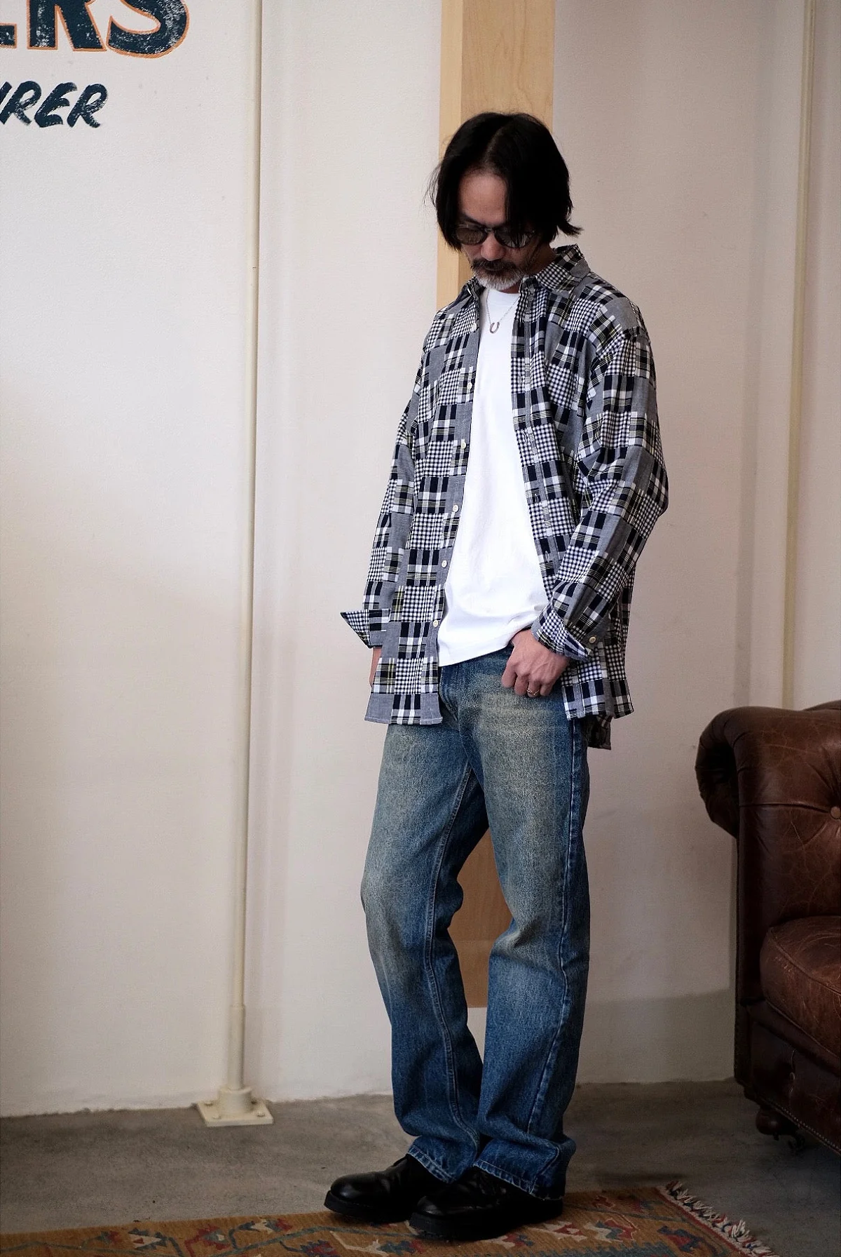 Patchwork Plaid Shirt - Image 3