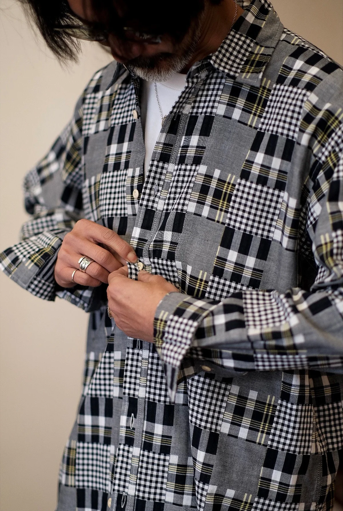 Patchwork Plaid Shirt - Image 4
