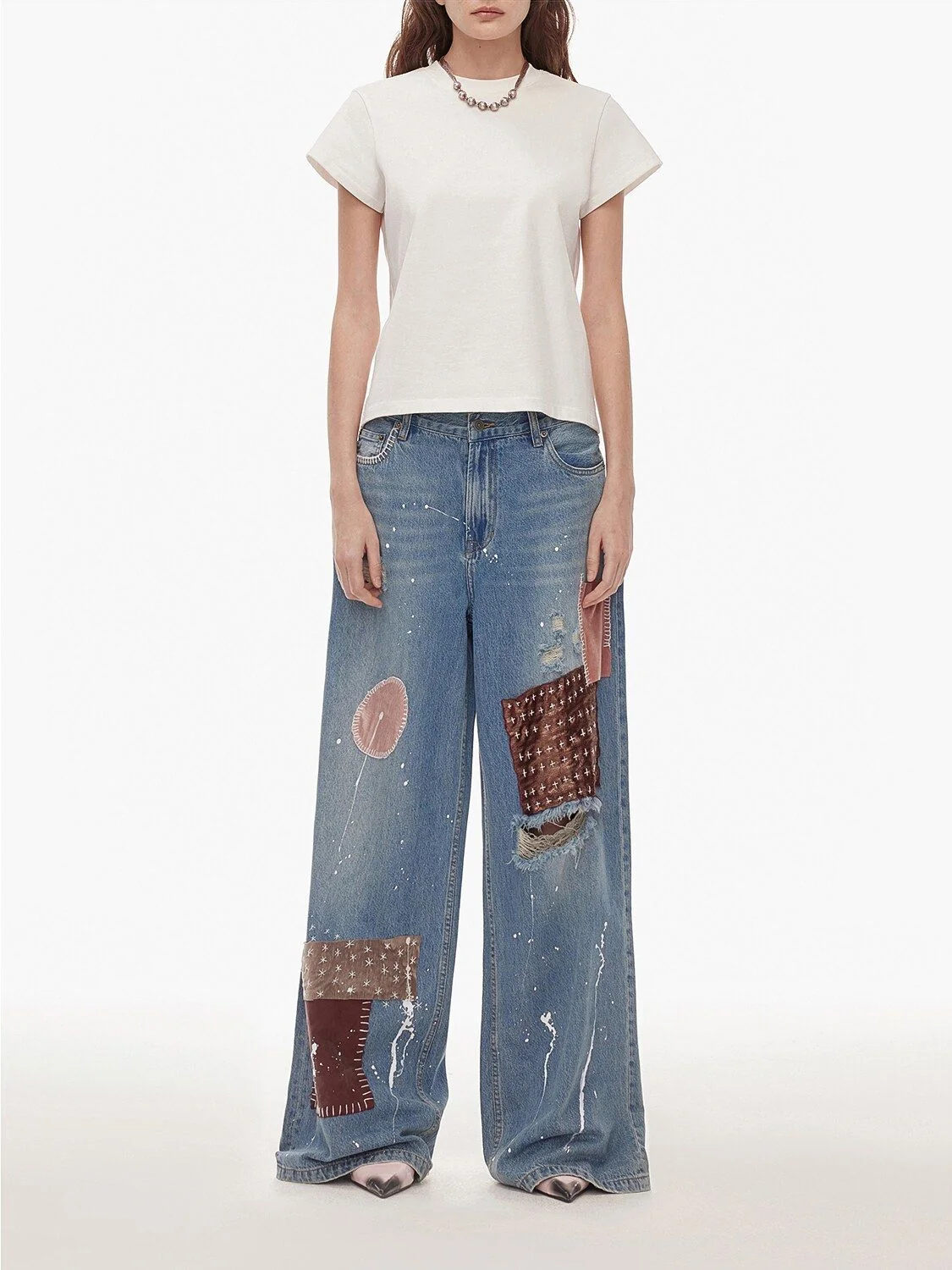 Patchwork Wide-Leg Jeans - Image 2