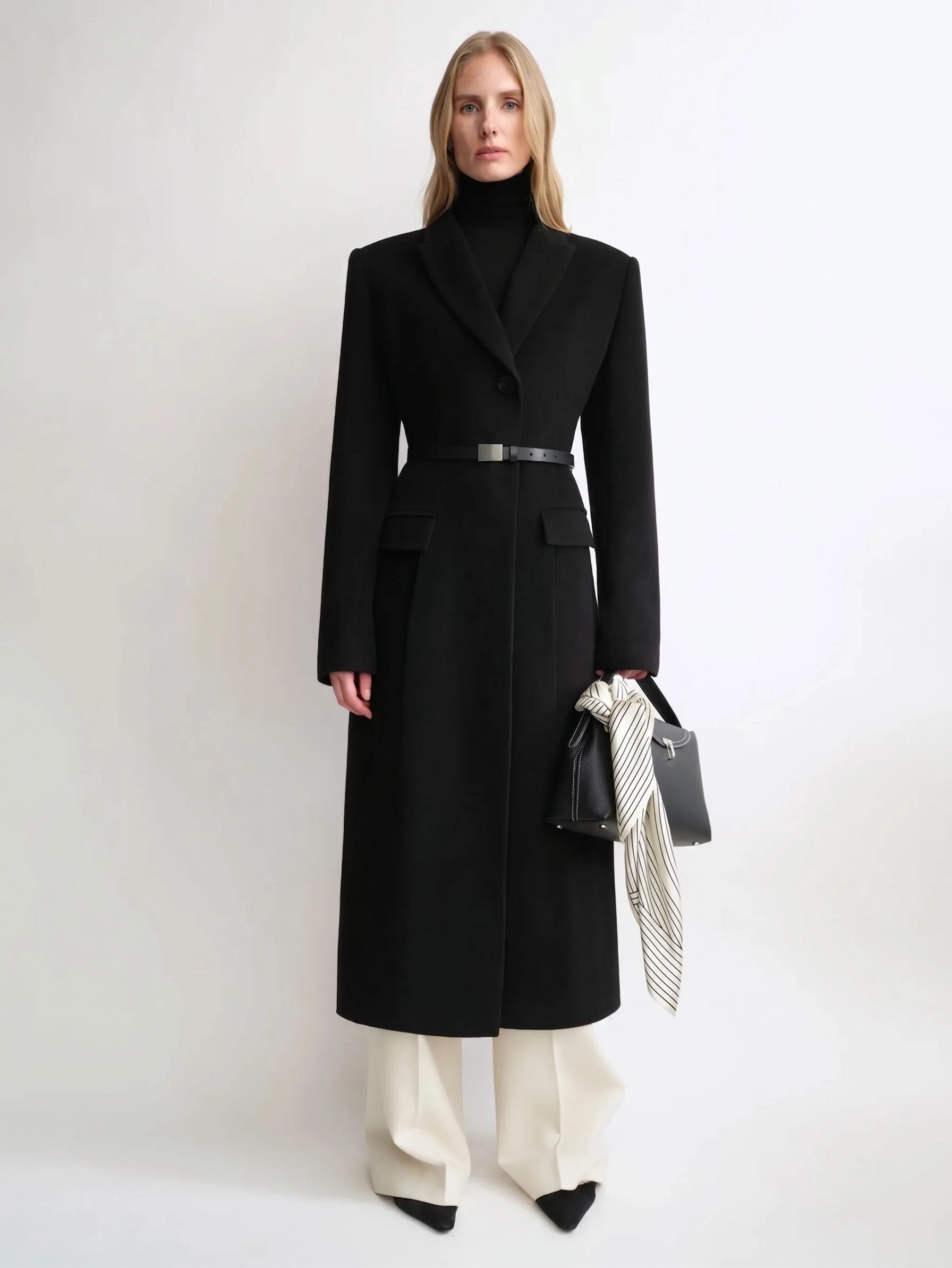 Peak Lapel Long Coat - Image 2