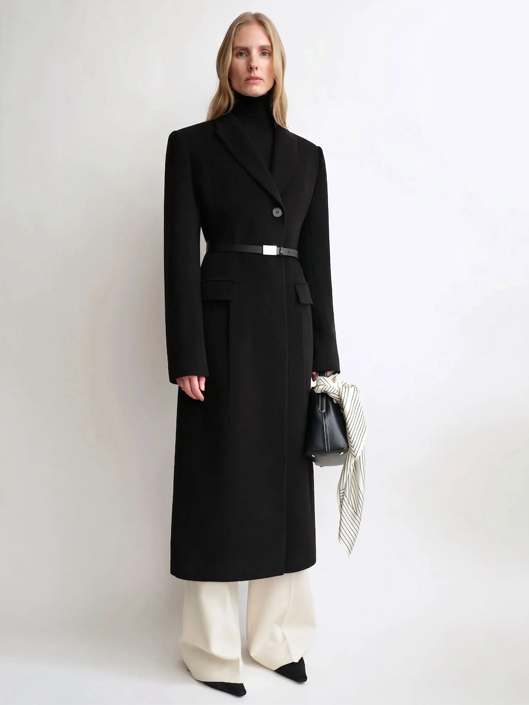 Peak Lapel Long Coat - Image 3