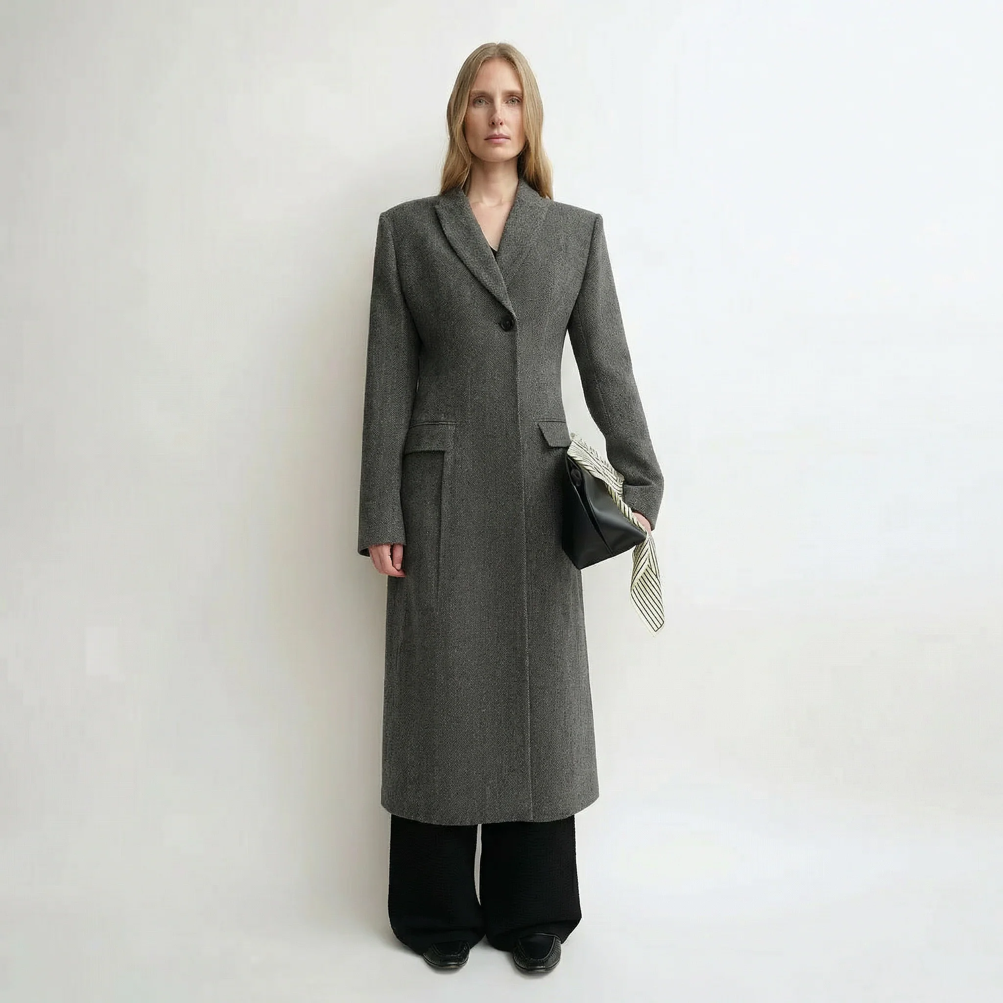 Peak Lapel Long Coat - Image 6