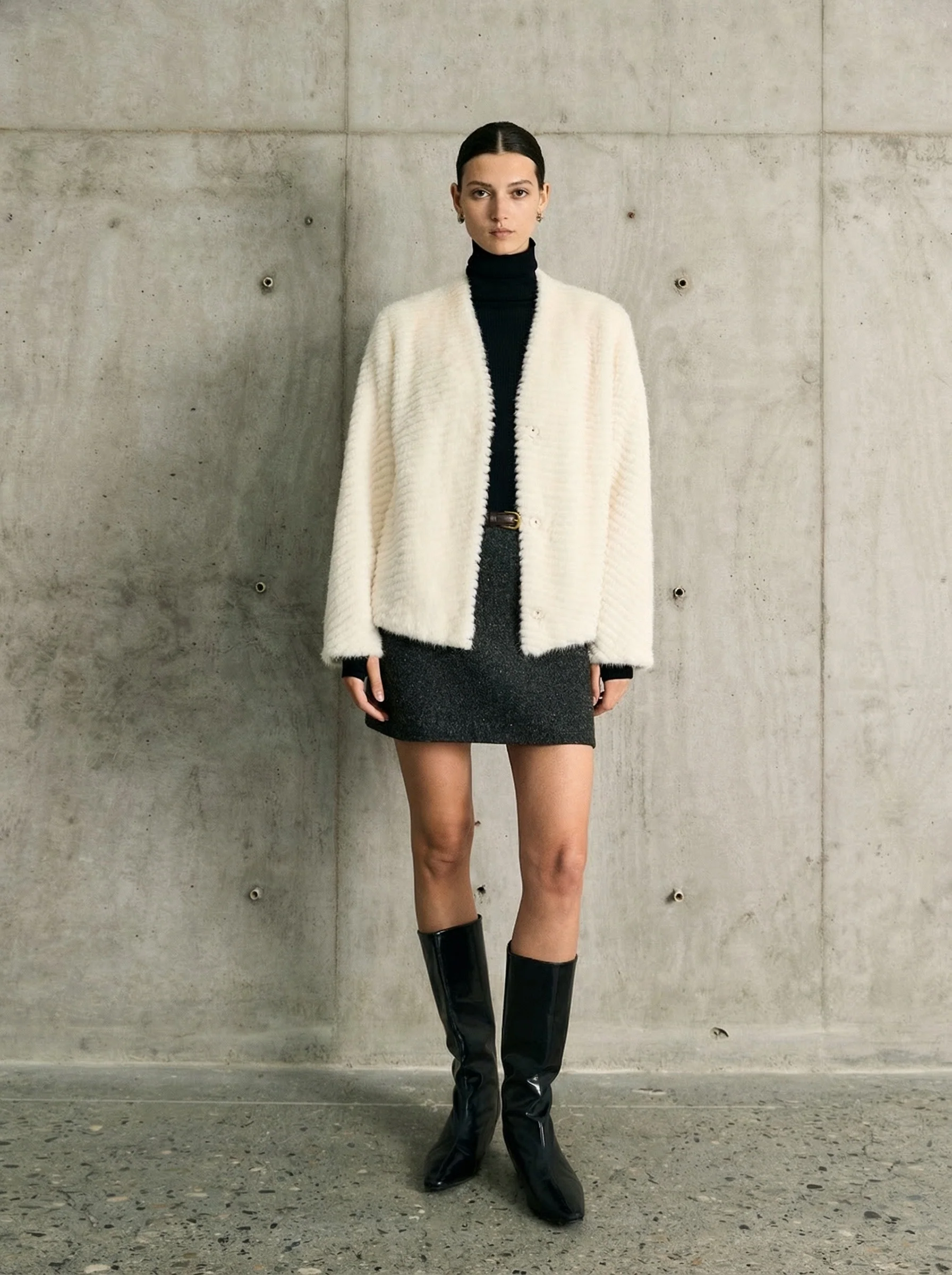 Pearl Mink Collarless Jacket - Image 2