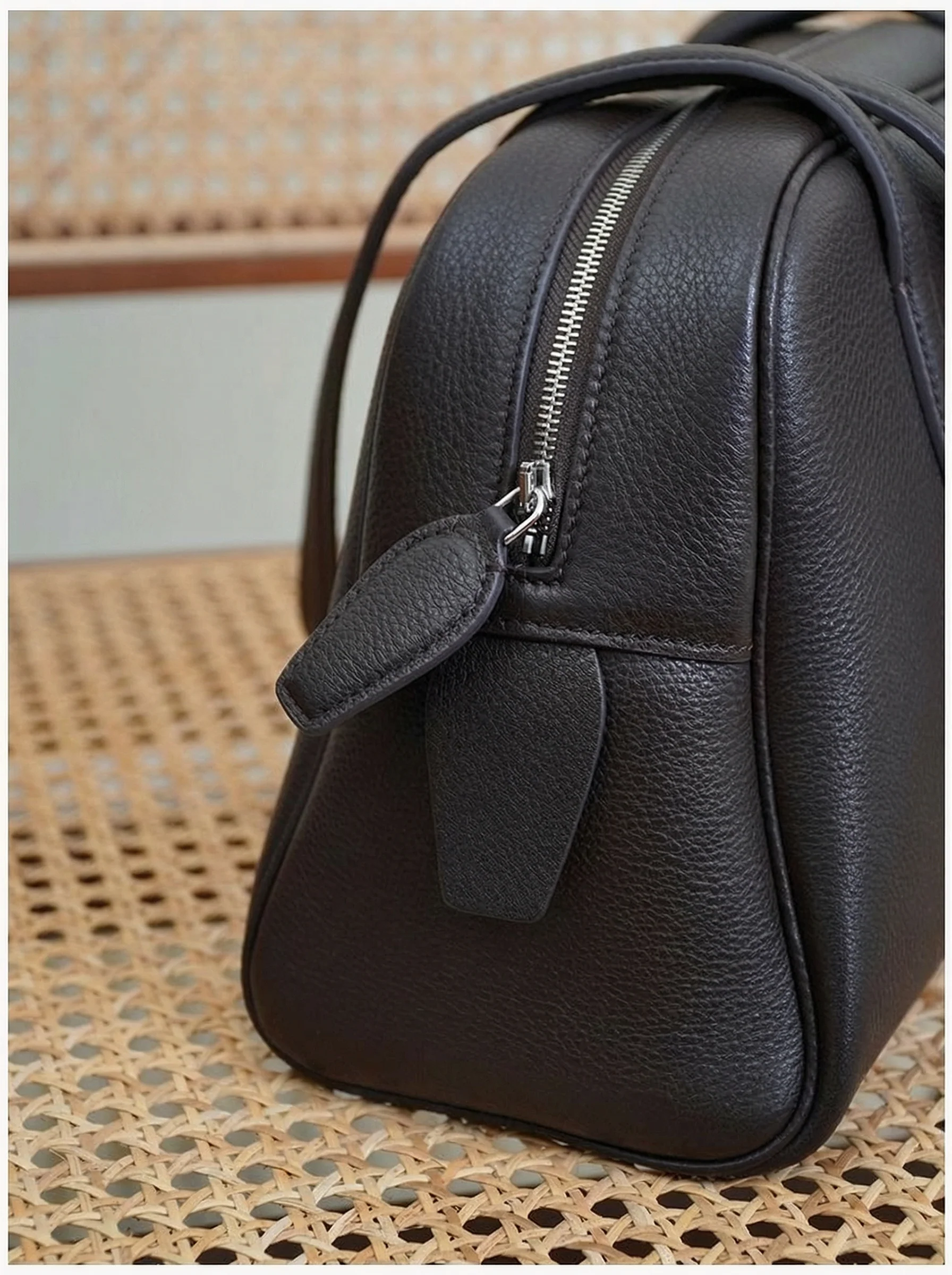 Pebbled Cowhide Bowler Shoulder Bag - Image 5