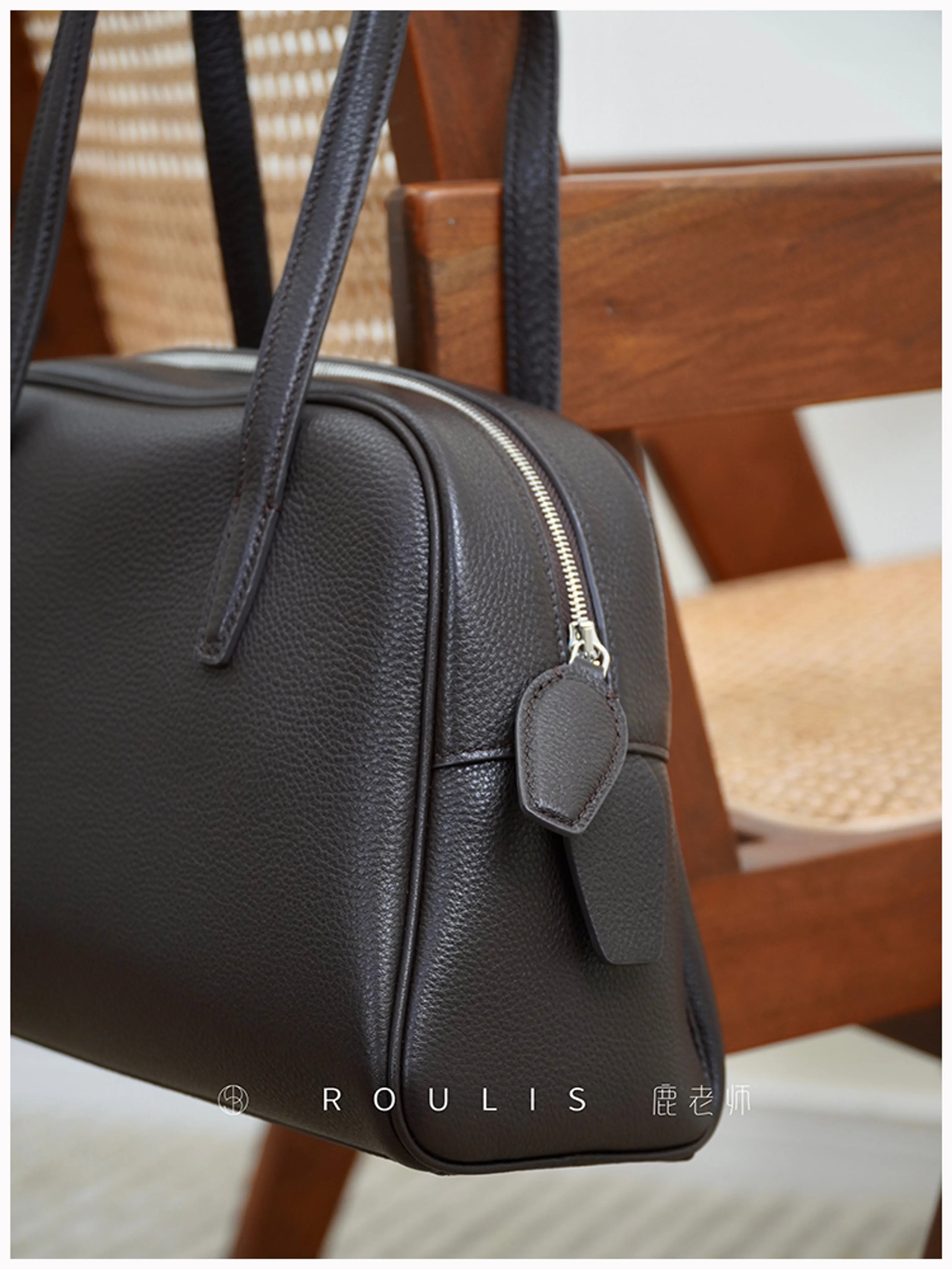 Pebbled Cowhide Bowler Shoulder Bag - Image 6