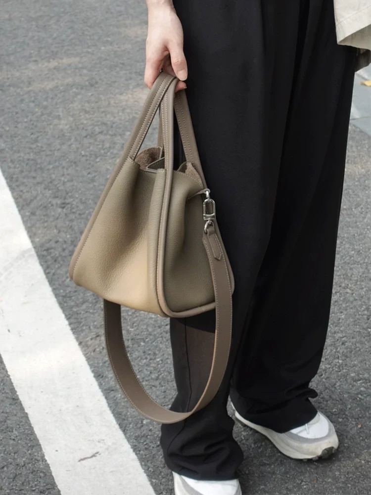 Pebbled Cowhide Bucket Bag