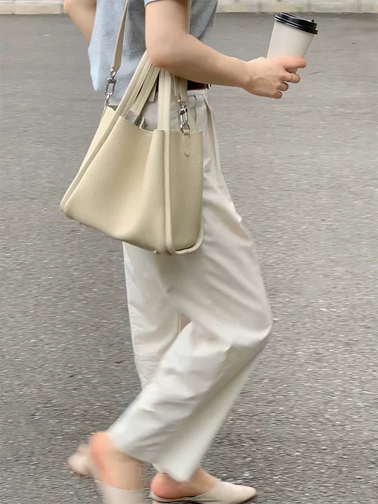 Pebbled Cowhide Bucket Bag - Image 4