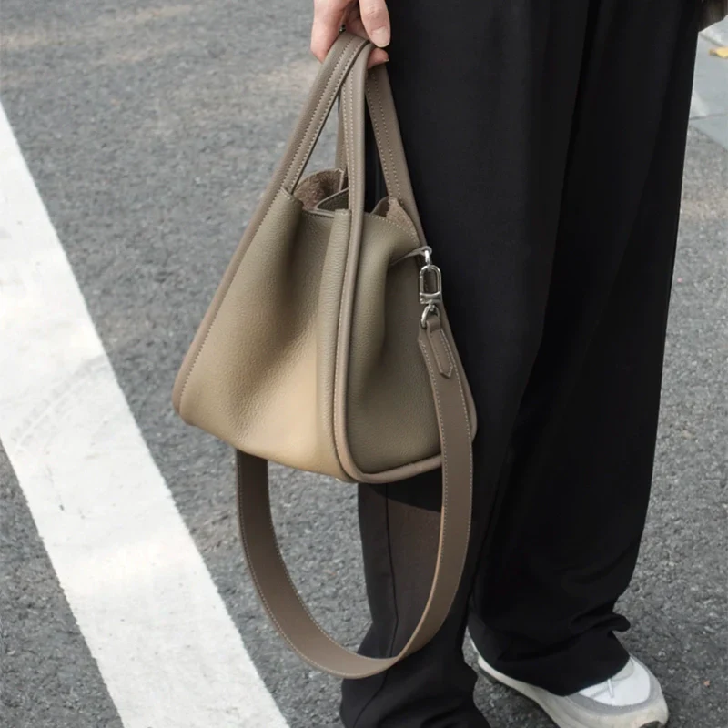 Pebbled Cowhide Bucket Bag - Image 6