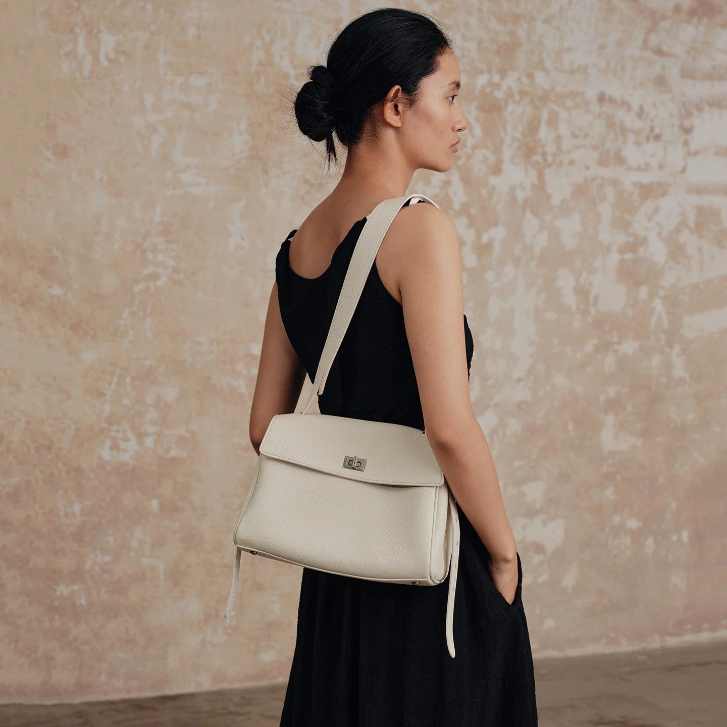 Pebbled Flap Shoulder Bag - Image 7