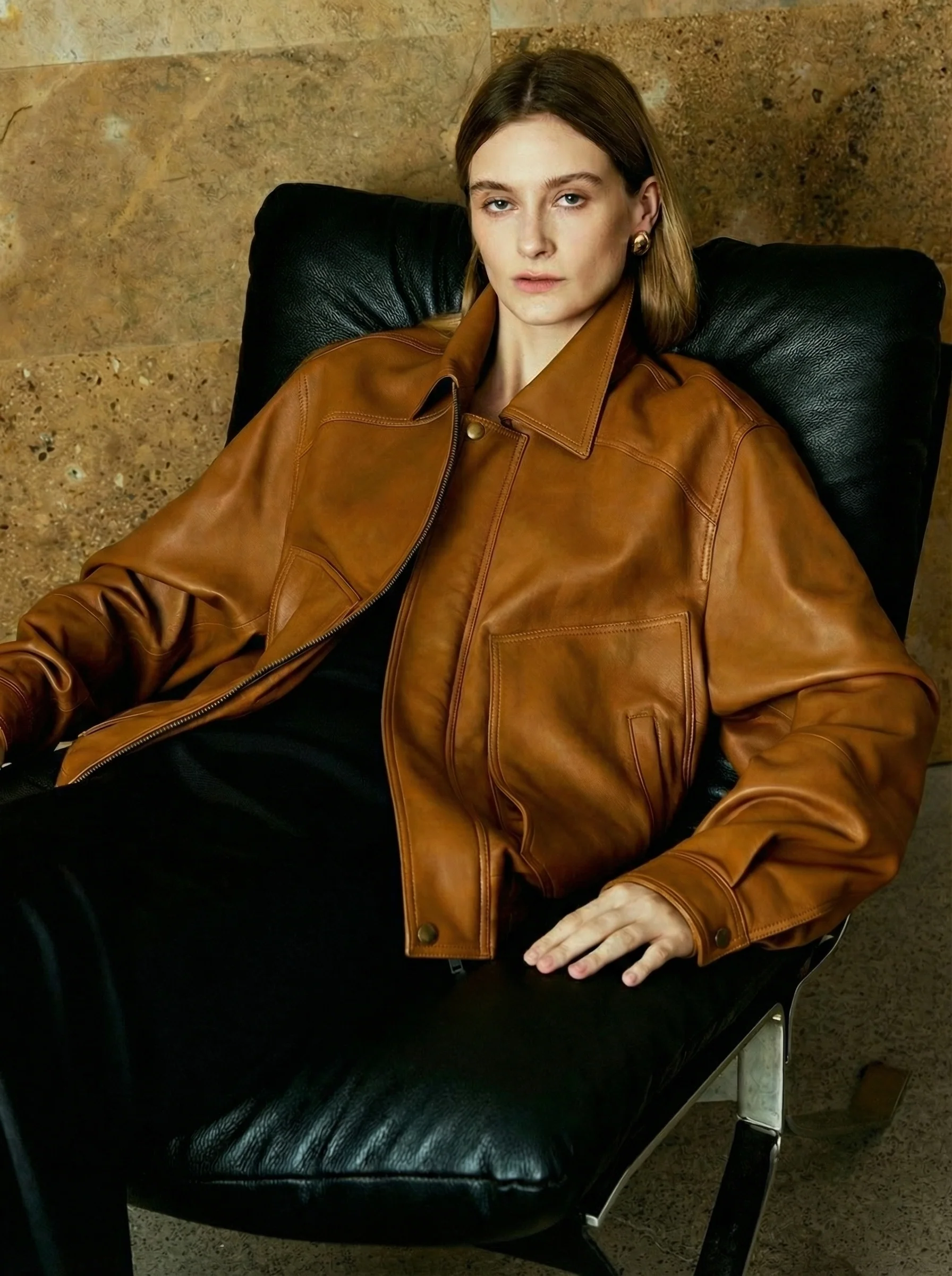 Pebbled Lambskin Blouson Jacket - Image 3