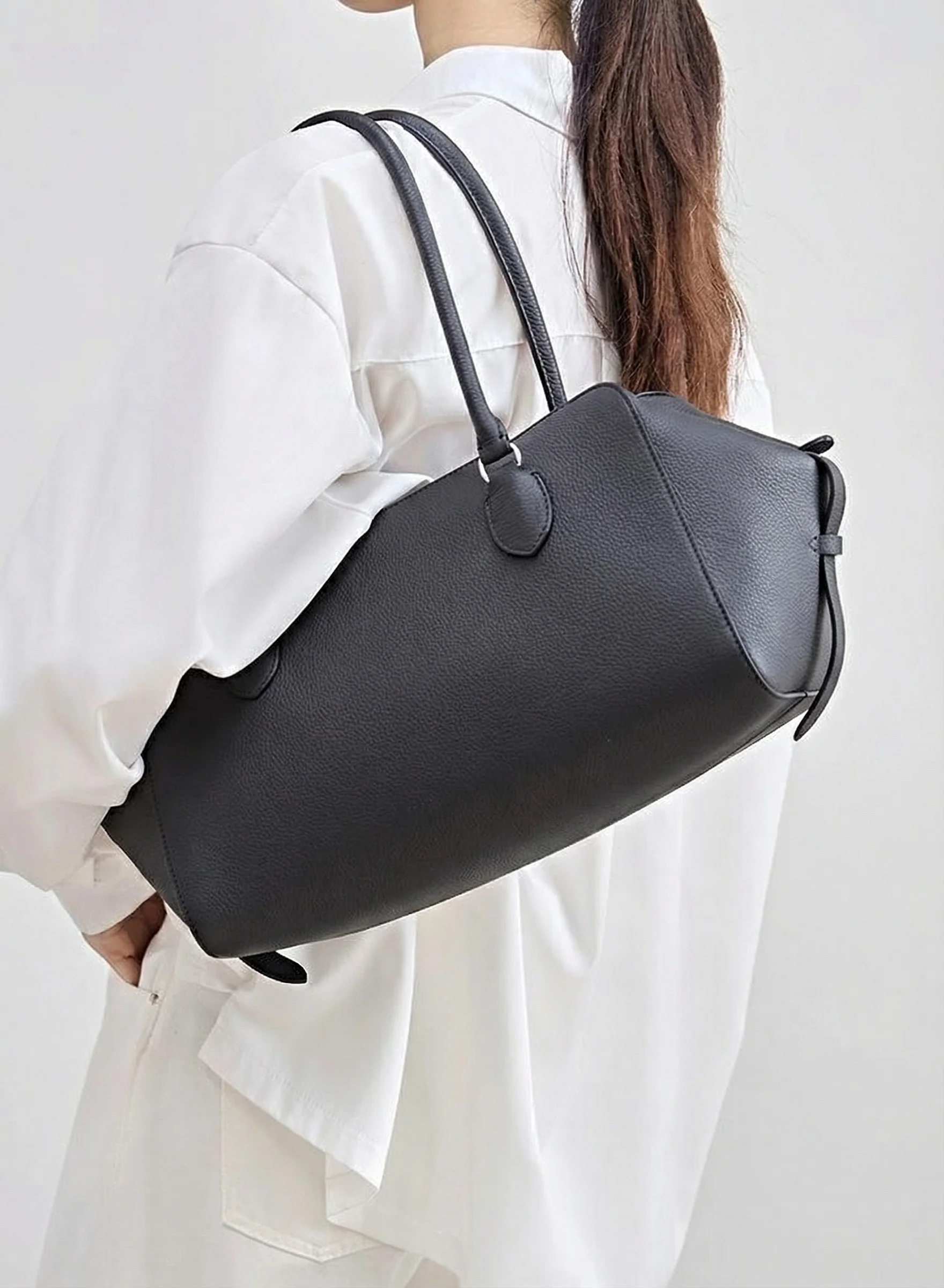 Pebbled Leather Bowling Bag - Image 4