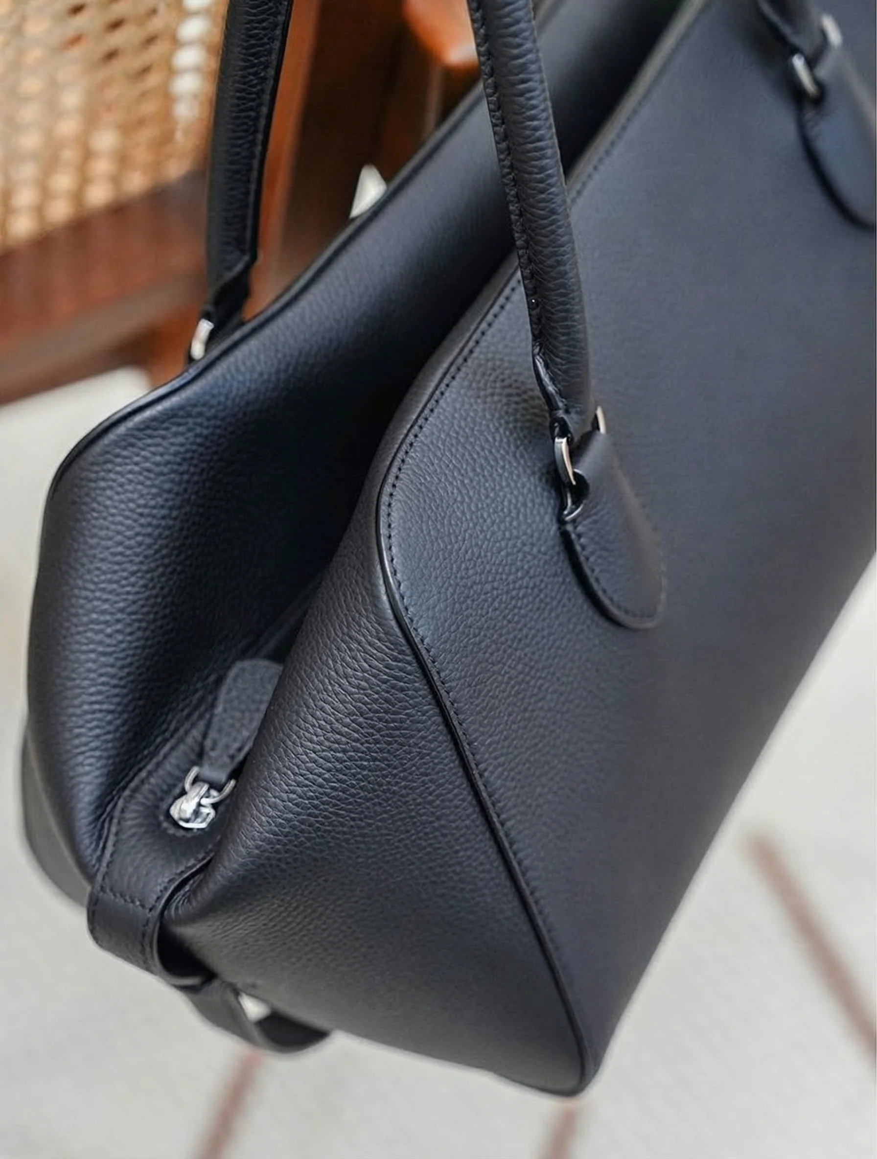 Pebbled Leather Bowling Bag - Image 5
