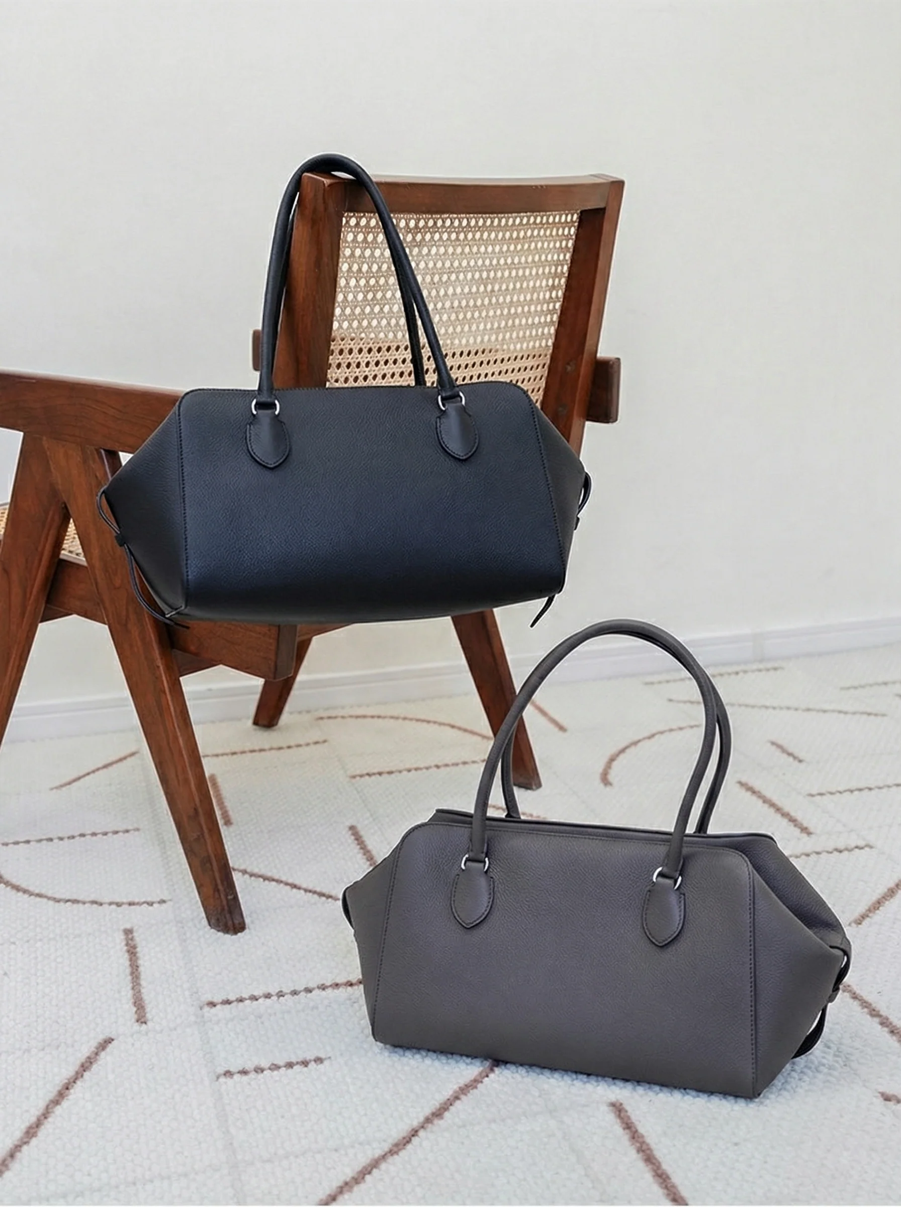 Pebbled Leather Bowling Bag - Image 7