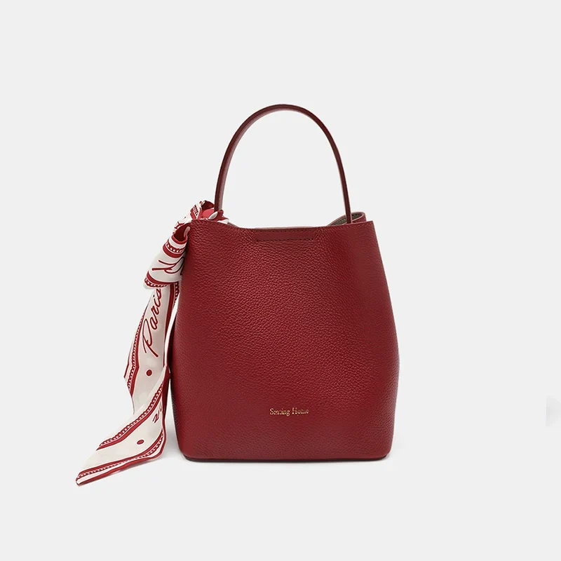 Pebbled Leather Bucket Bag - Image 3