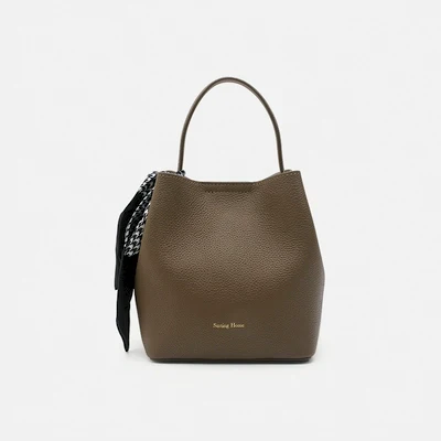 Pebbled Leather Bucket Bag