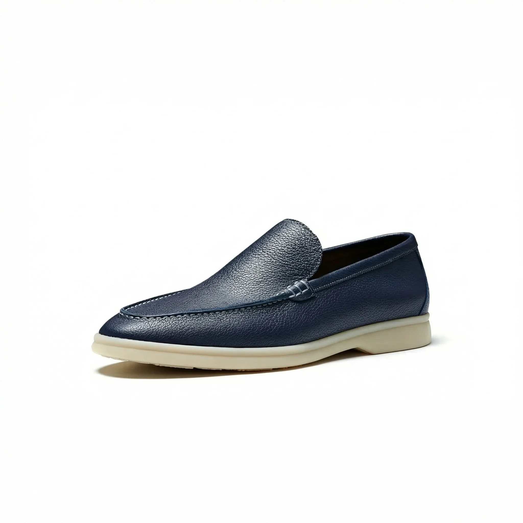 Pebbled Leather Slip-On Loafers